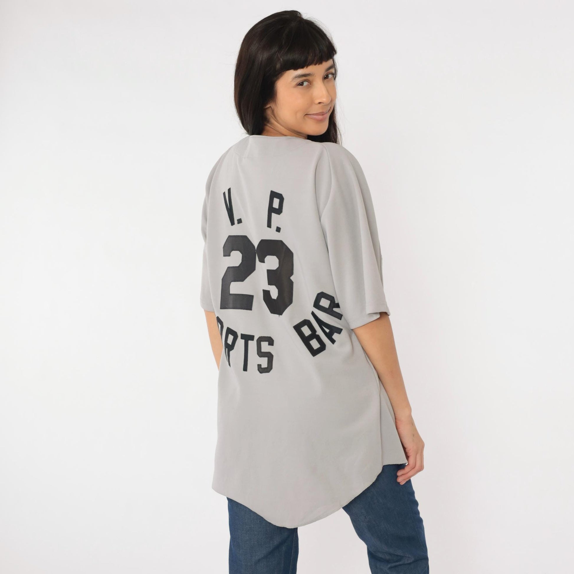 90s Young Guns Baseball Jersey Don Alleson Athletic Grey Button Up Large