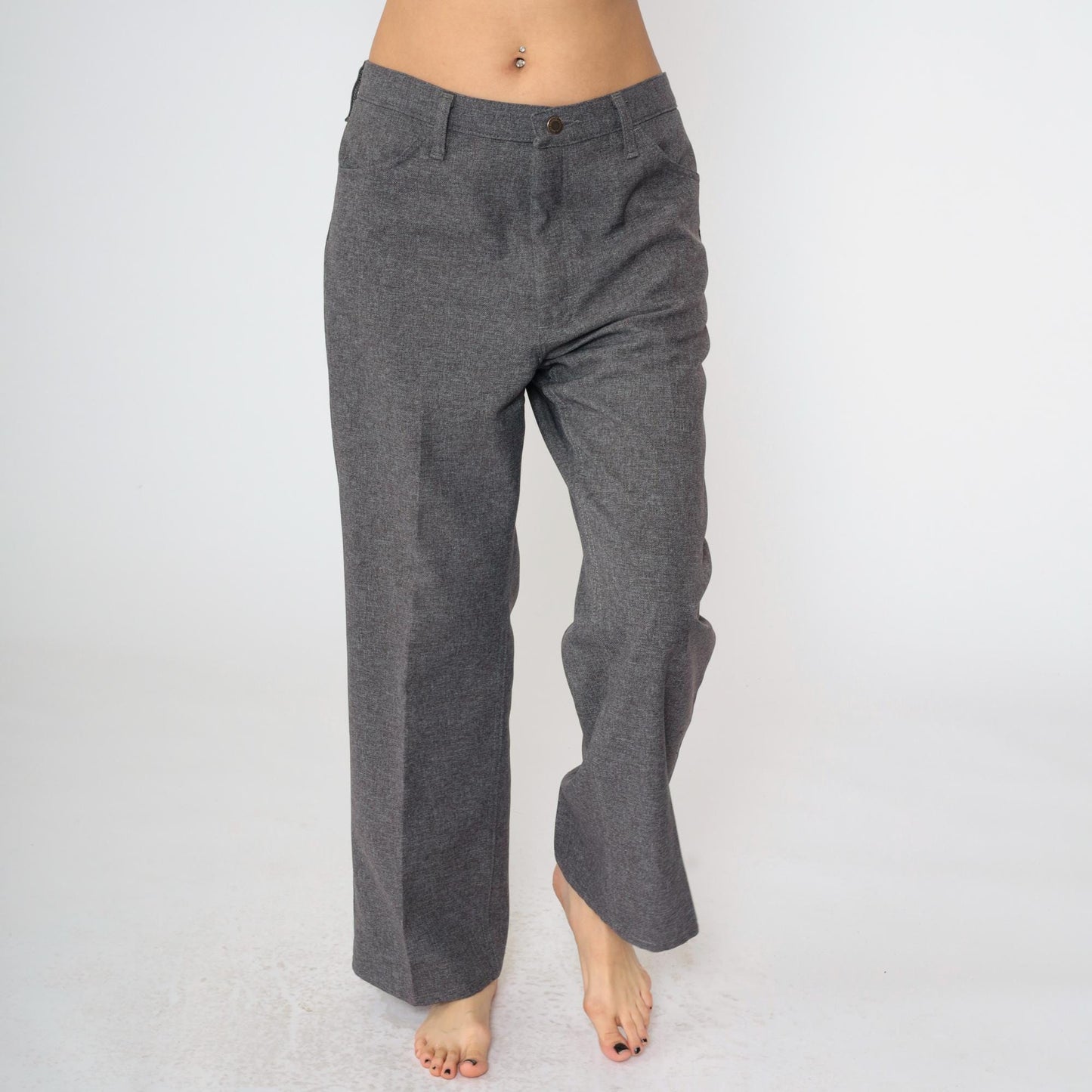 90s Wrangler Men's Straight Leg Trousers Flecked Grey High Rise 38x29
