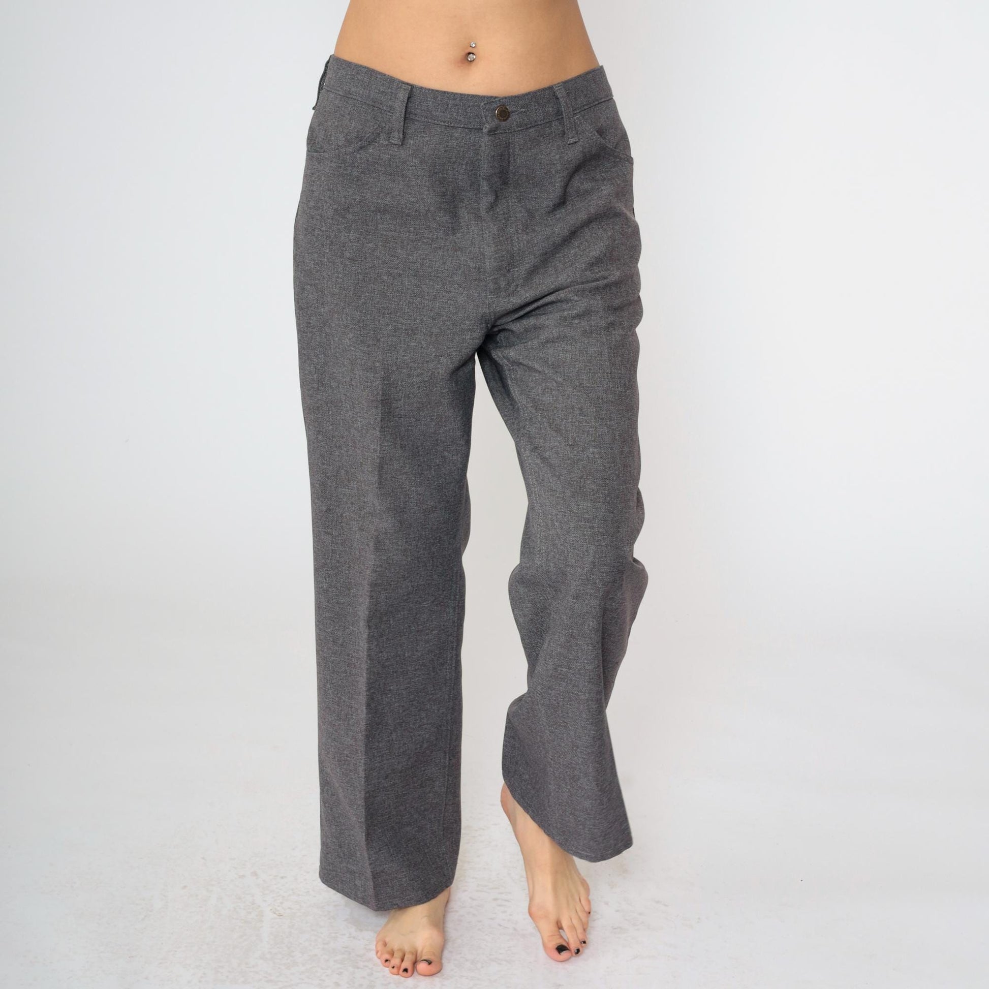 90s Wrangler Men's Straight Leg Trousers Flecked Grey High Rise 38x29