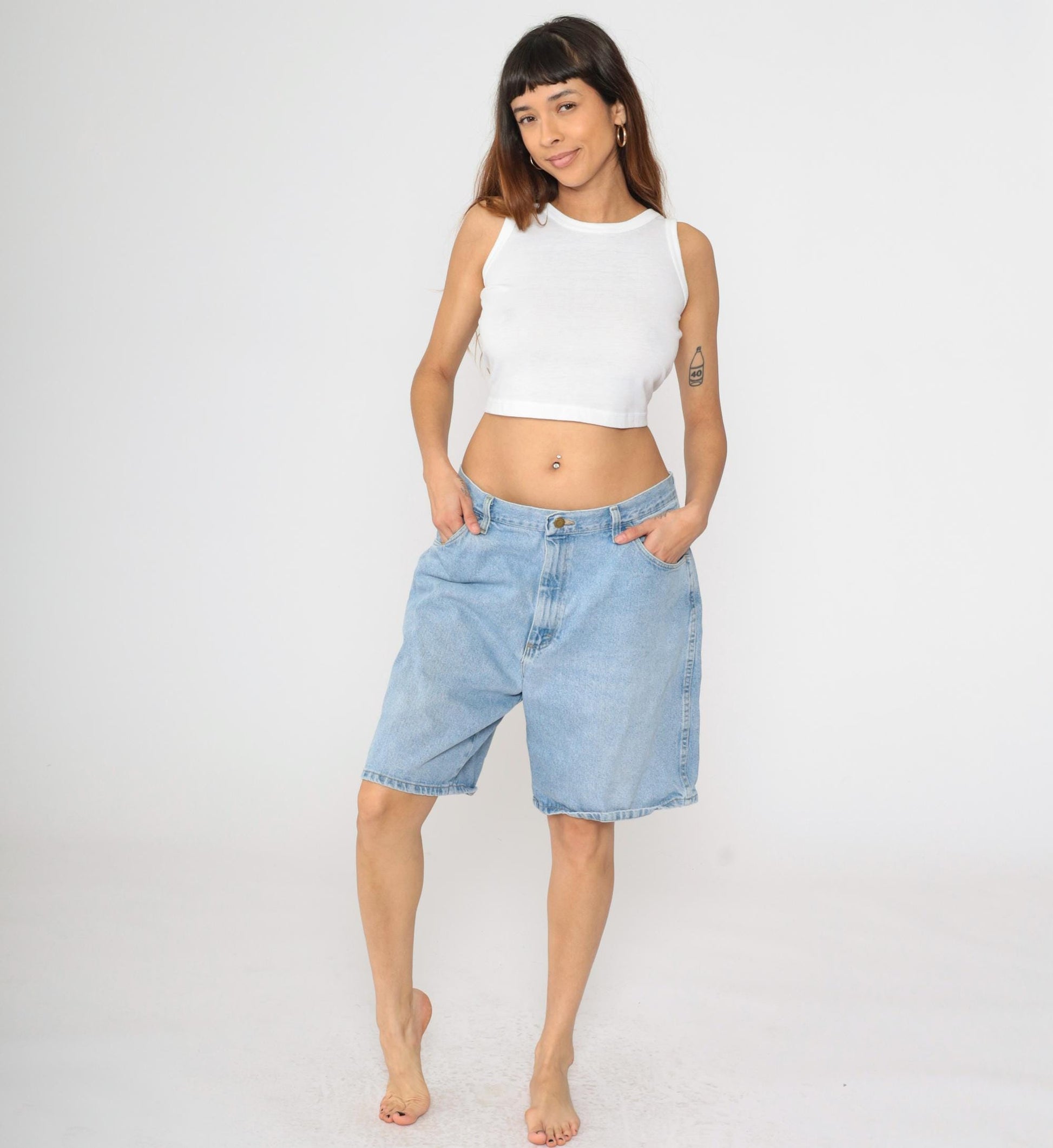 Y2K Wrangler Denim Shorts High Waist Bermuda Blue Cotton Men's 38