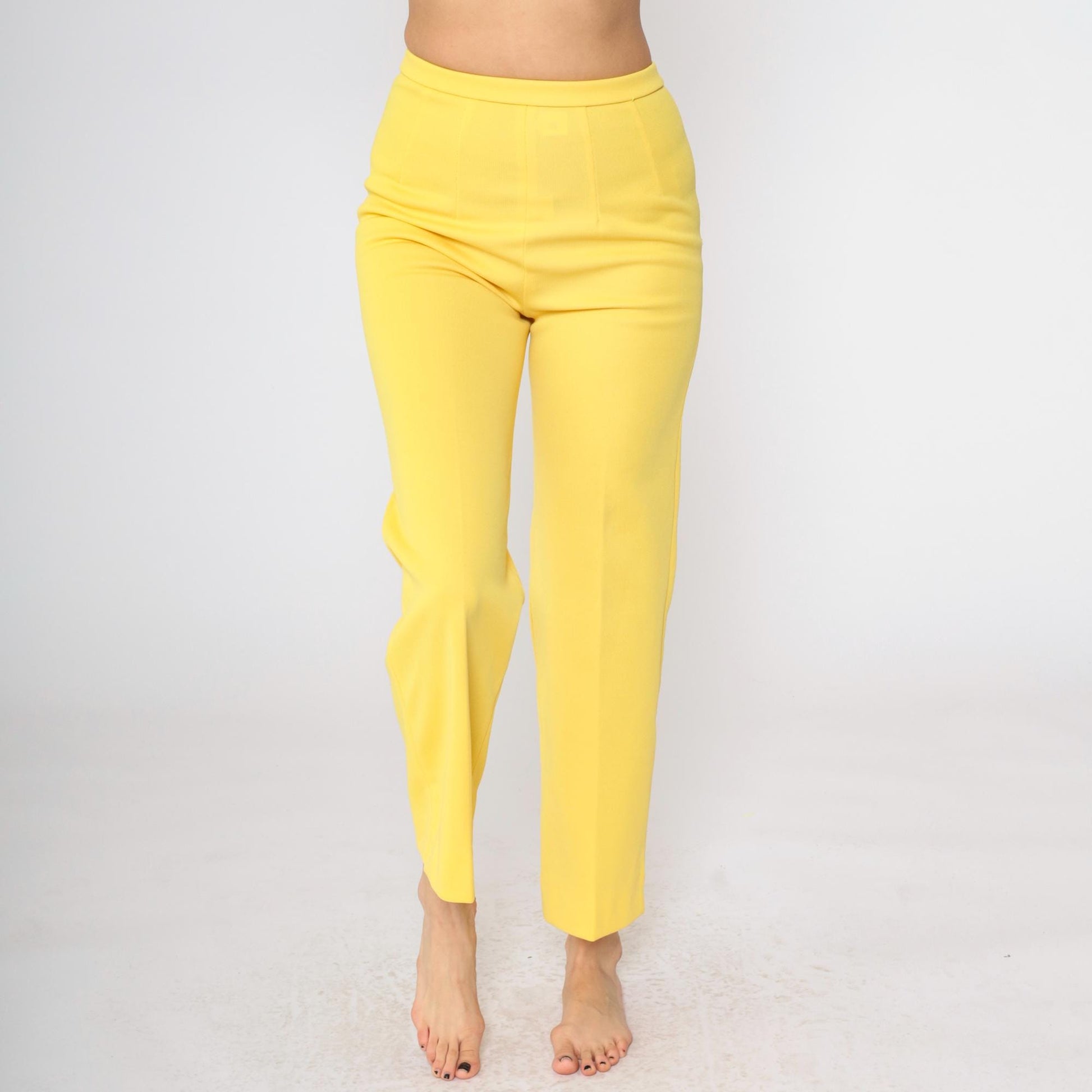 70s Yellow High-Rise Tapered Trousers Small
