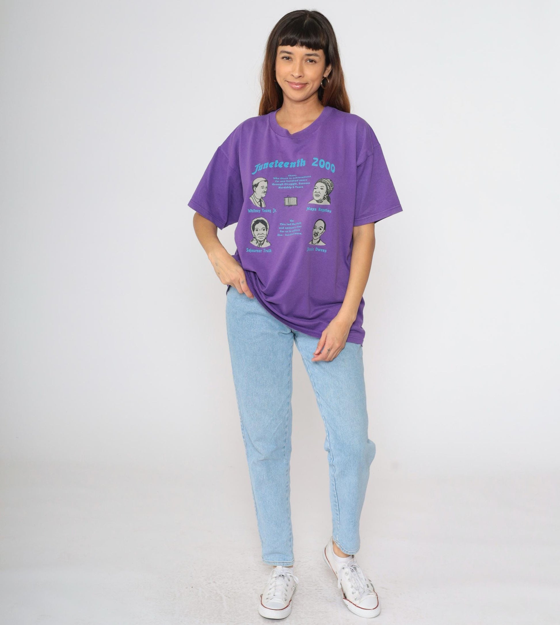 90s Juneteenth 2000 Graphic T-Shirt Purple Maya Angelou Historical Tee Large L