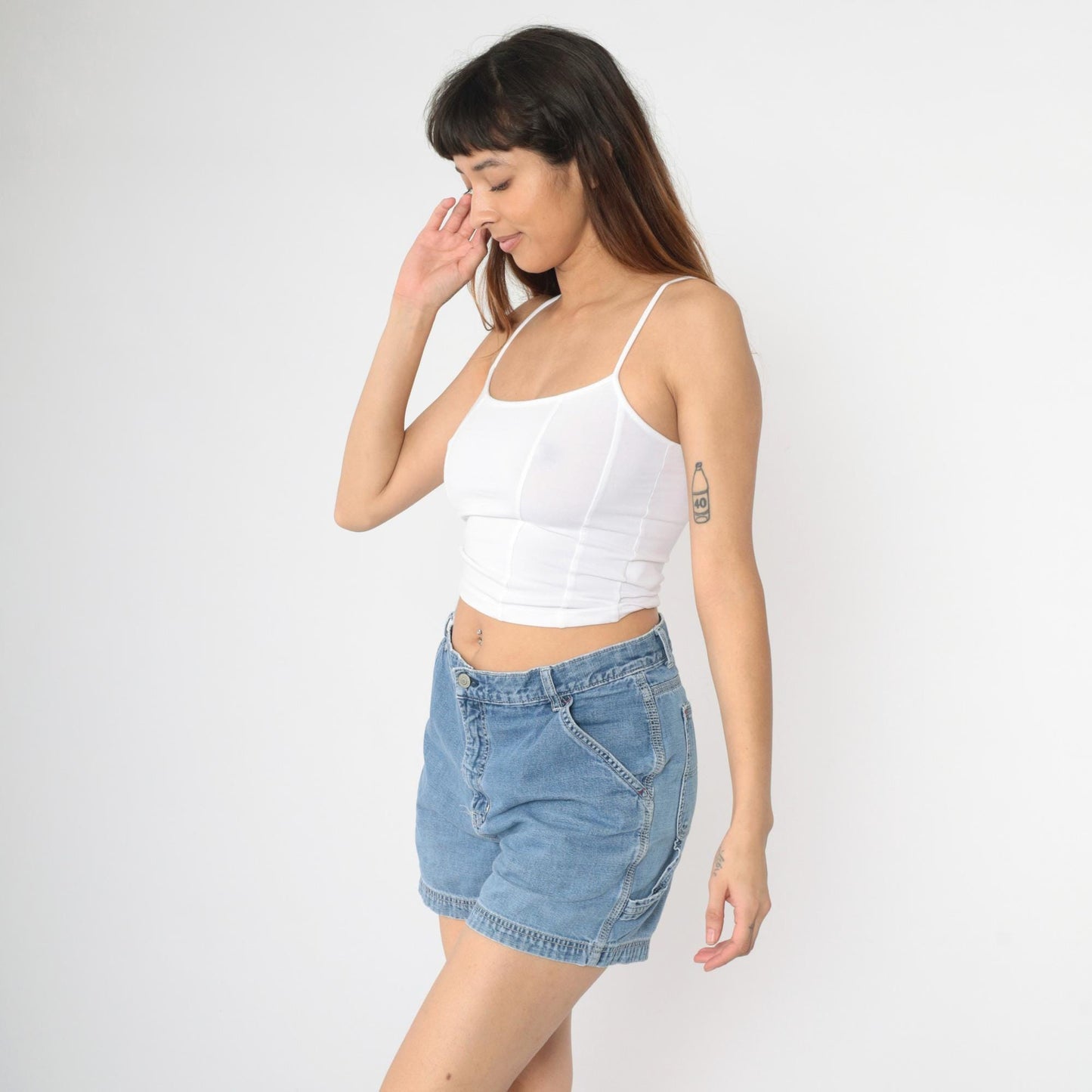 90s Gap Carpenter Denim Shorts High Waisted Hammer Loop Blue Medium