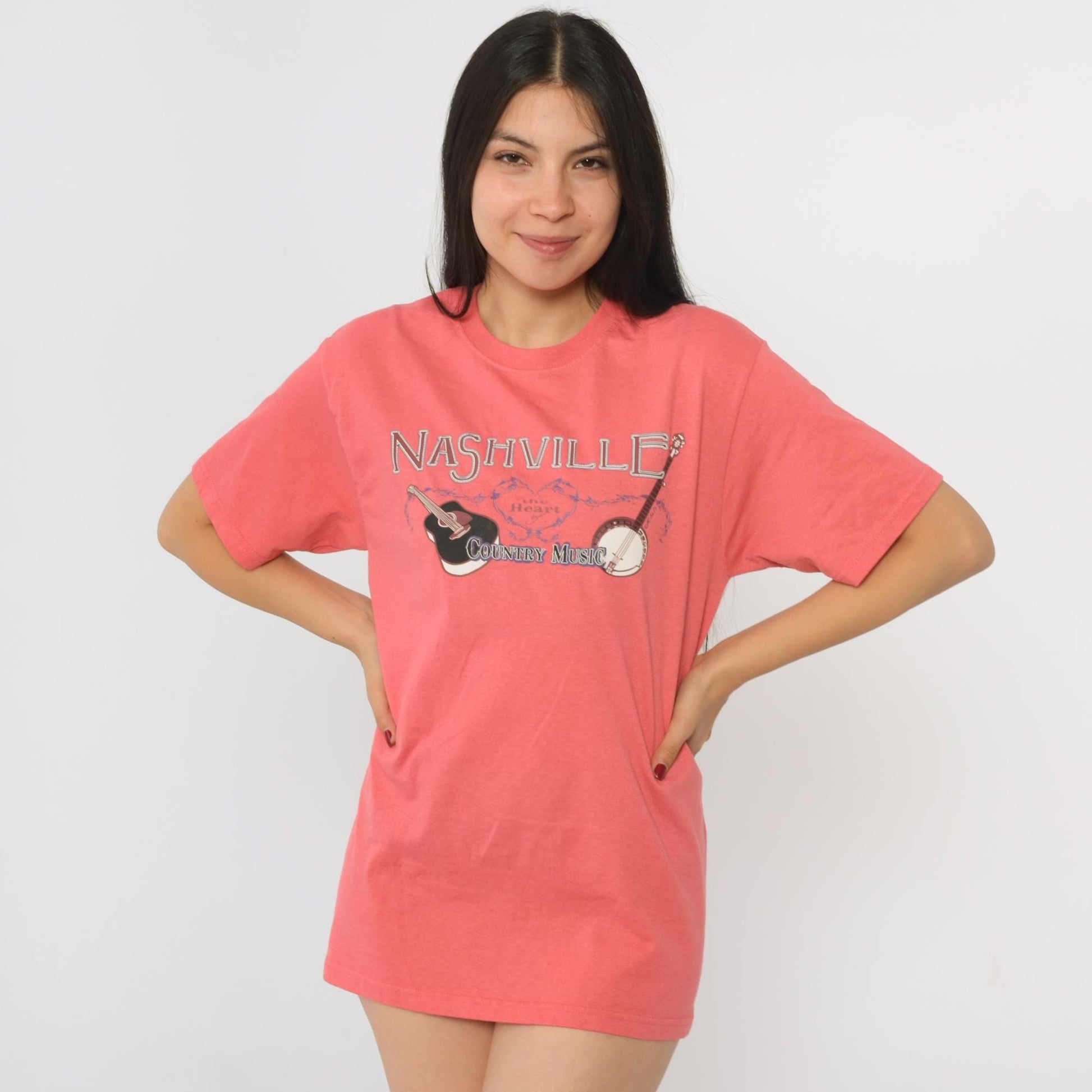 Y2K Nashville Country Music Graphic T-Shirt Pink Jerzees Small