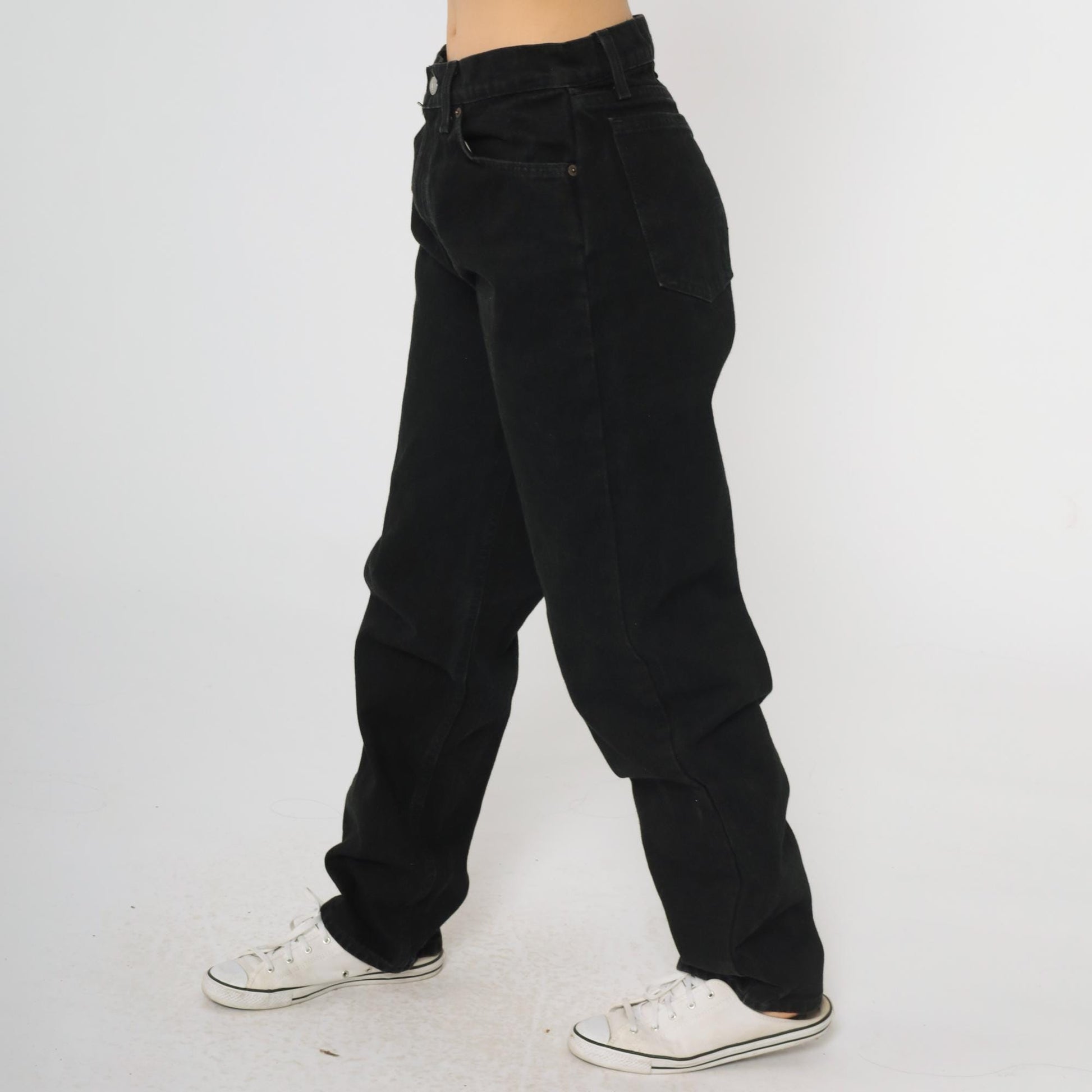 90s Levi's 961 Black Denim High-Waist Straight Leg Jeans Medium 8