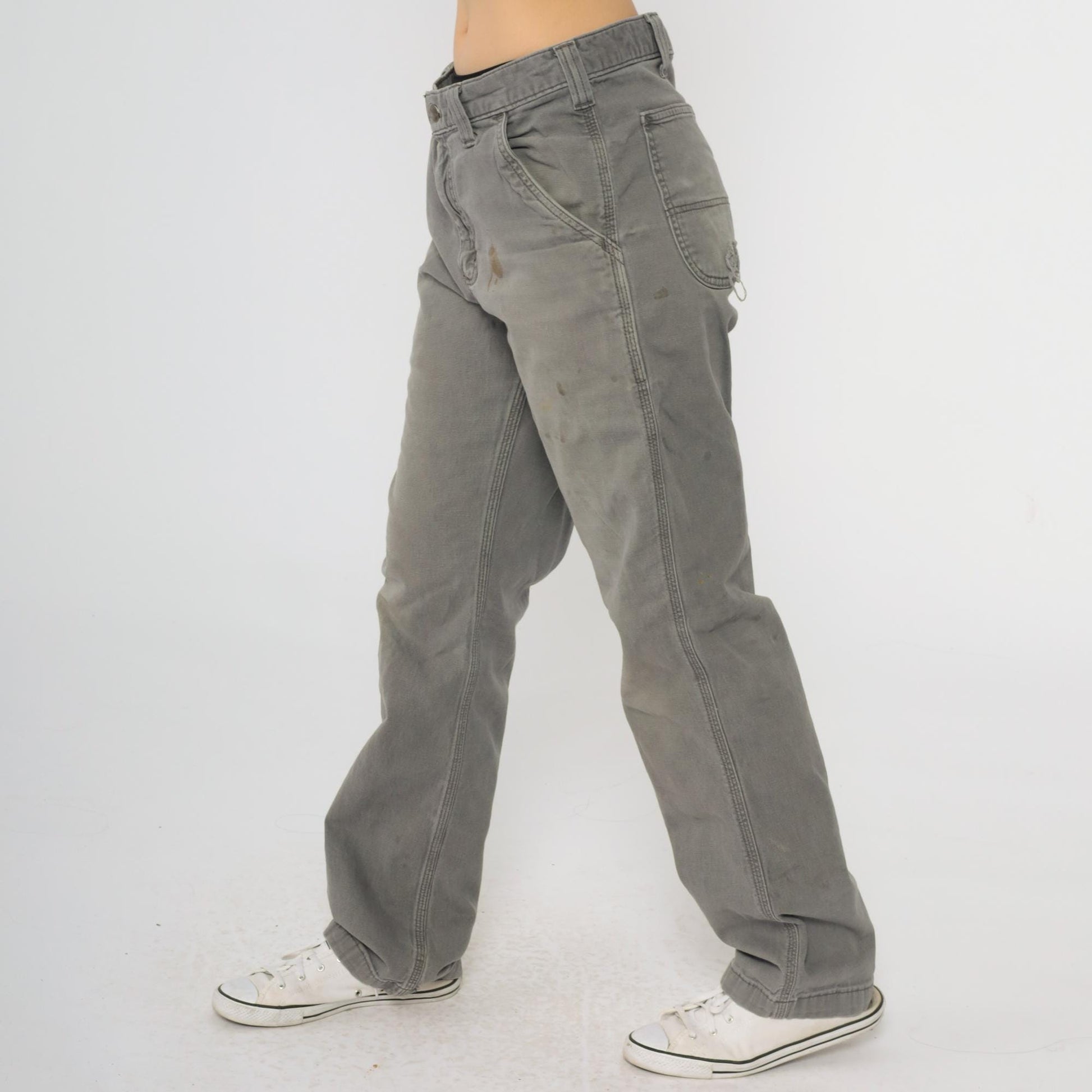 Y2K Carhartt Grey Utility Pants Straight Leg Distressed Men's 32x32