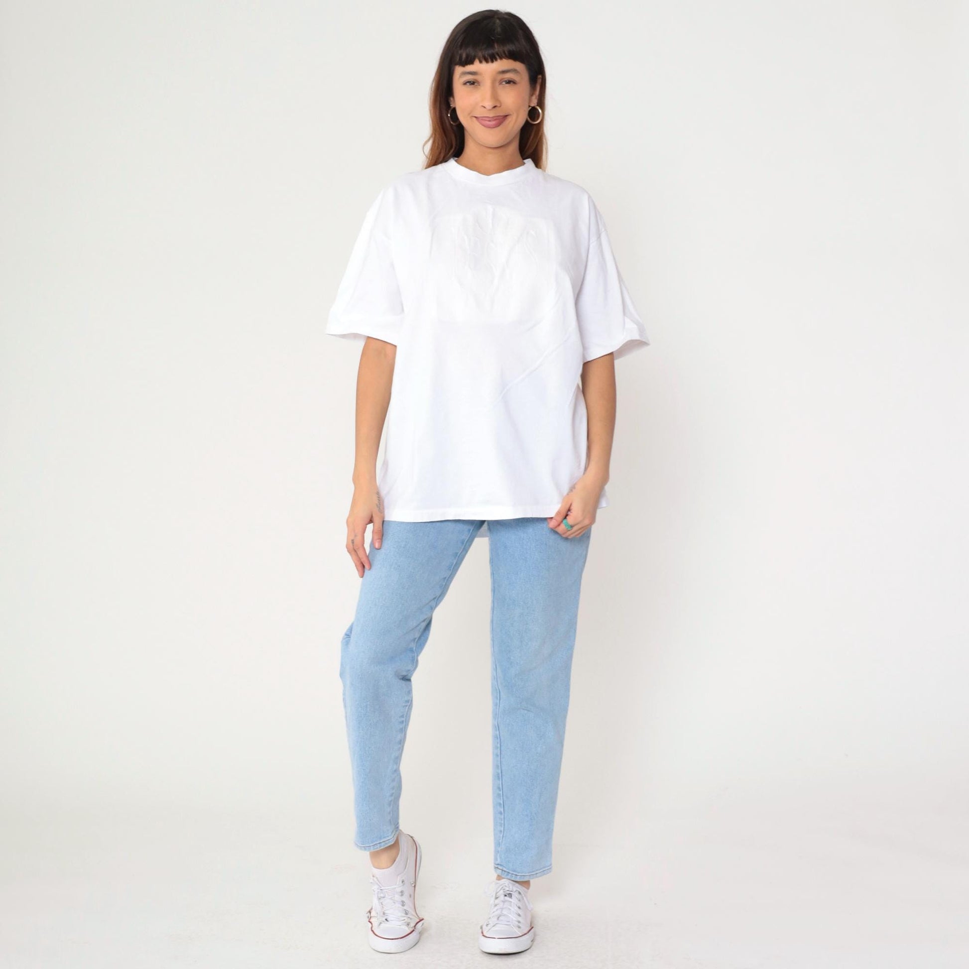 90s Jesus Rose of Sharon Embossed Graphic T-Shirt White Cotton Extra Large XL