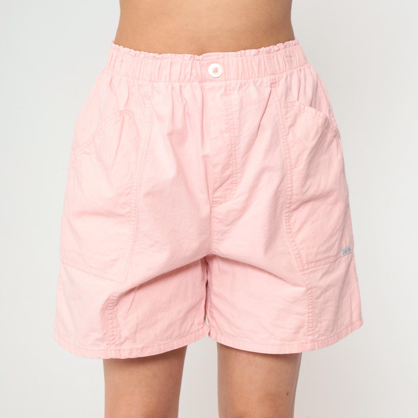 90s Cherokee Pink Cotton Shorts High Waist Baggy Elastic Medium