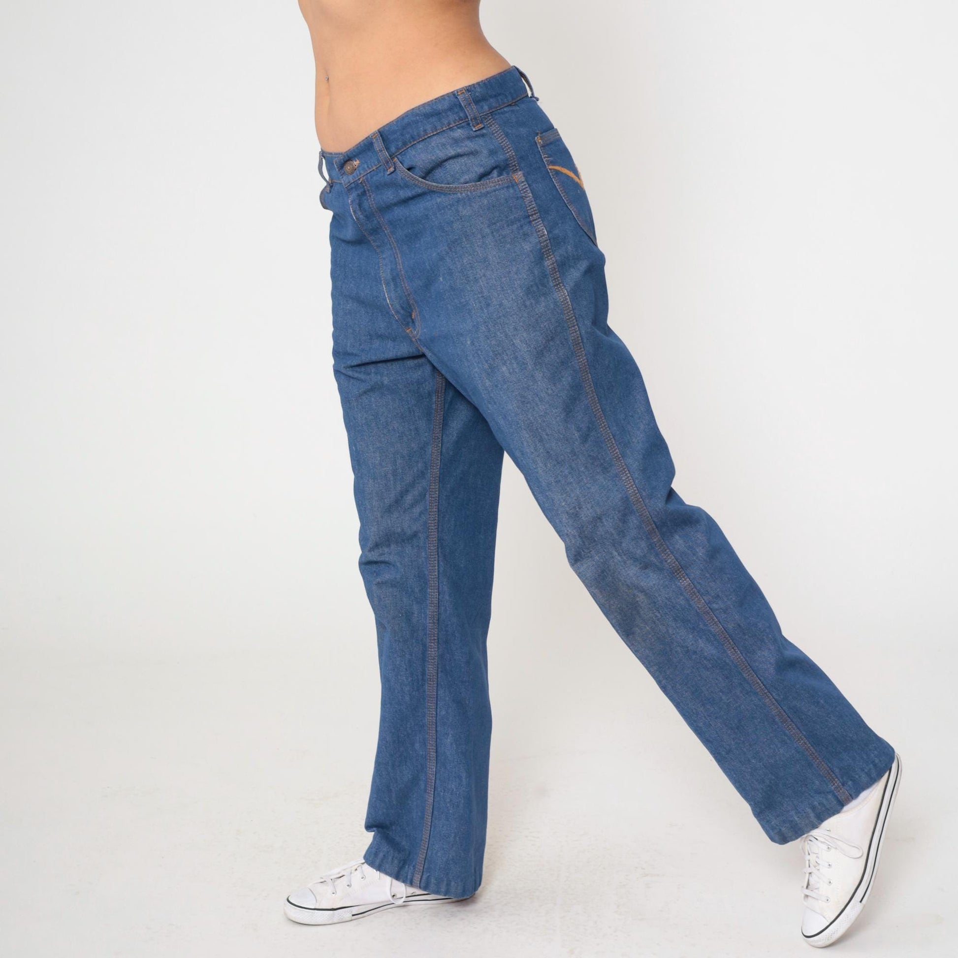 80s Levi's Orange Tab Straight Leg Jeans Western Embroidered Pocket Men's 35