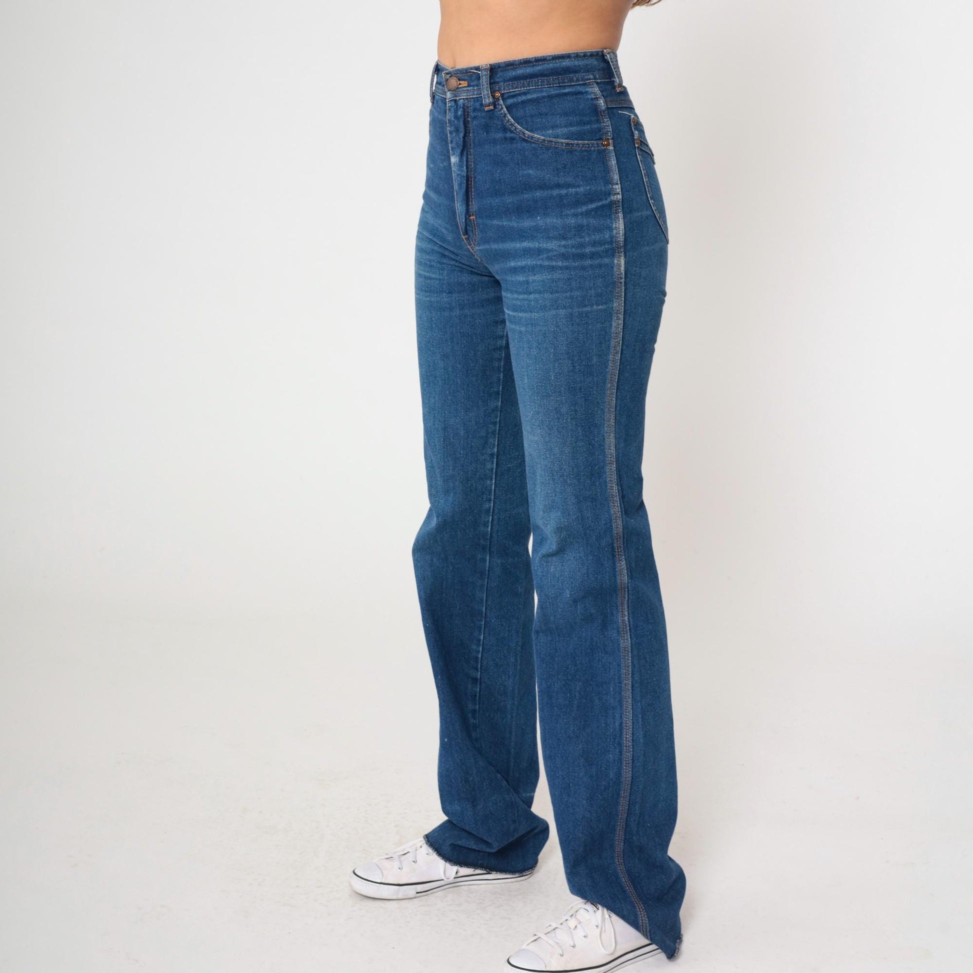 80s Free Time High Rise Straight Leg Jeans Blue Denim Small 4