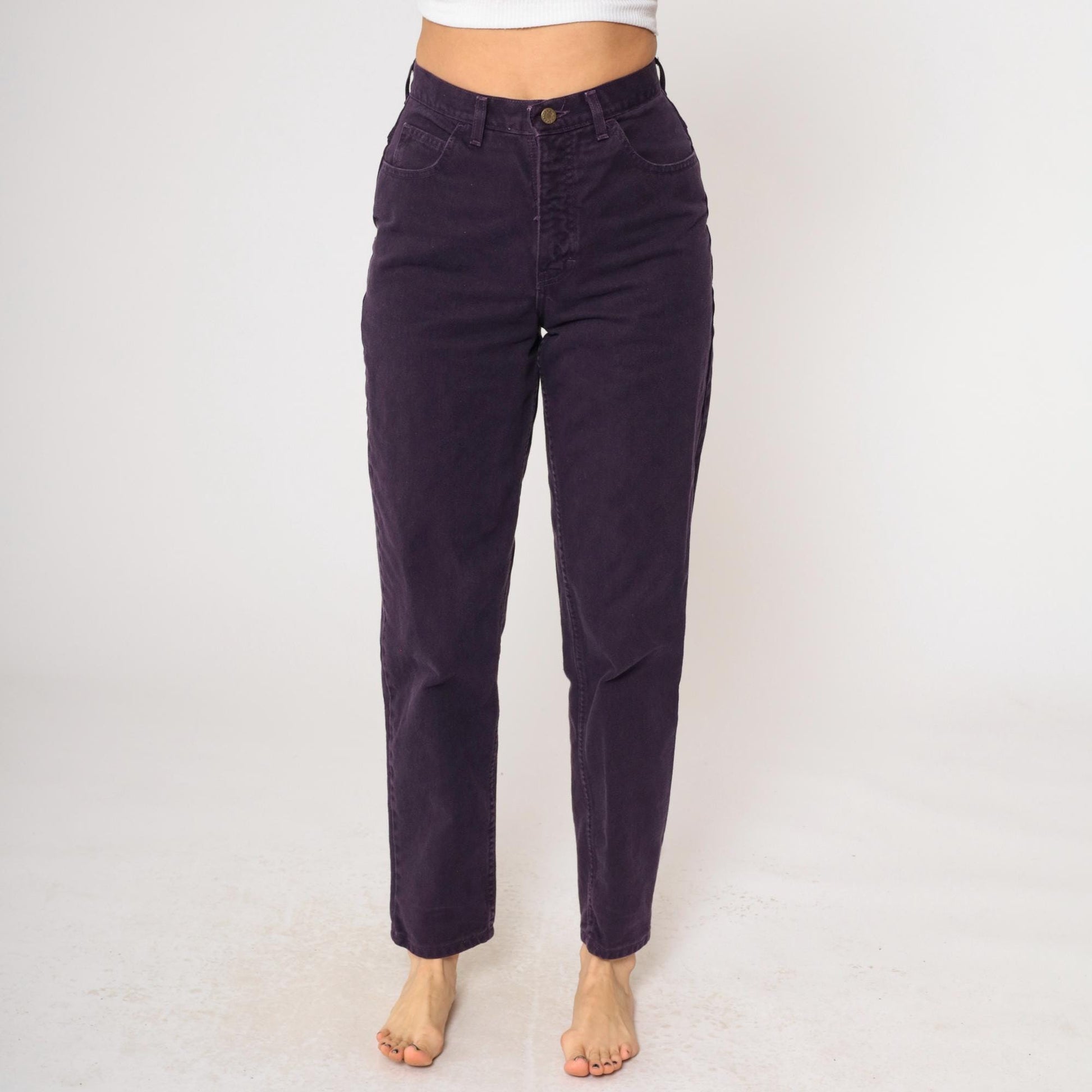 90s Moda Intl Purple High-Rise Mom Jeans Tapered Denim Small