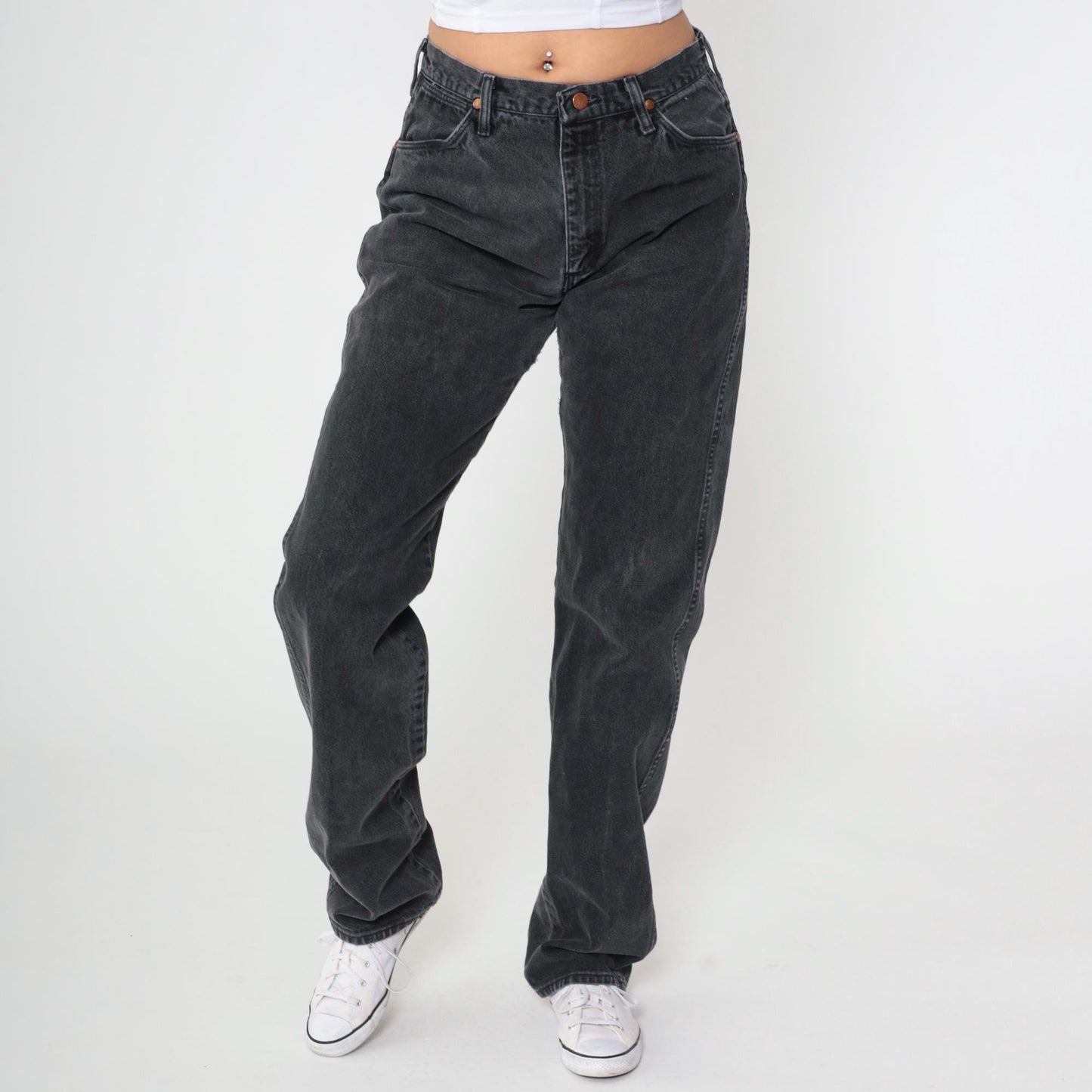 90s Wrangler Black Denim Jeans Straight Leg High Rise 31 x 36