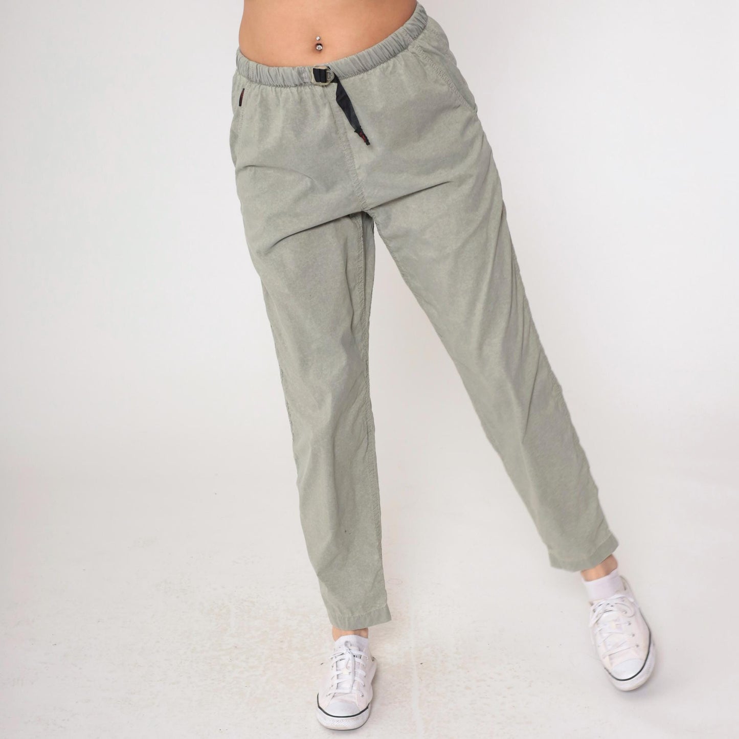 90s Gramicci Stone Grey Nylon Pants Adjustable Waist Small