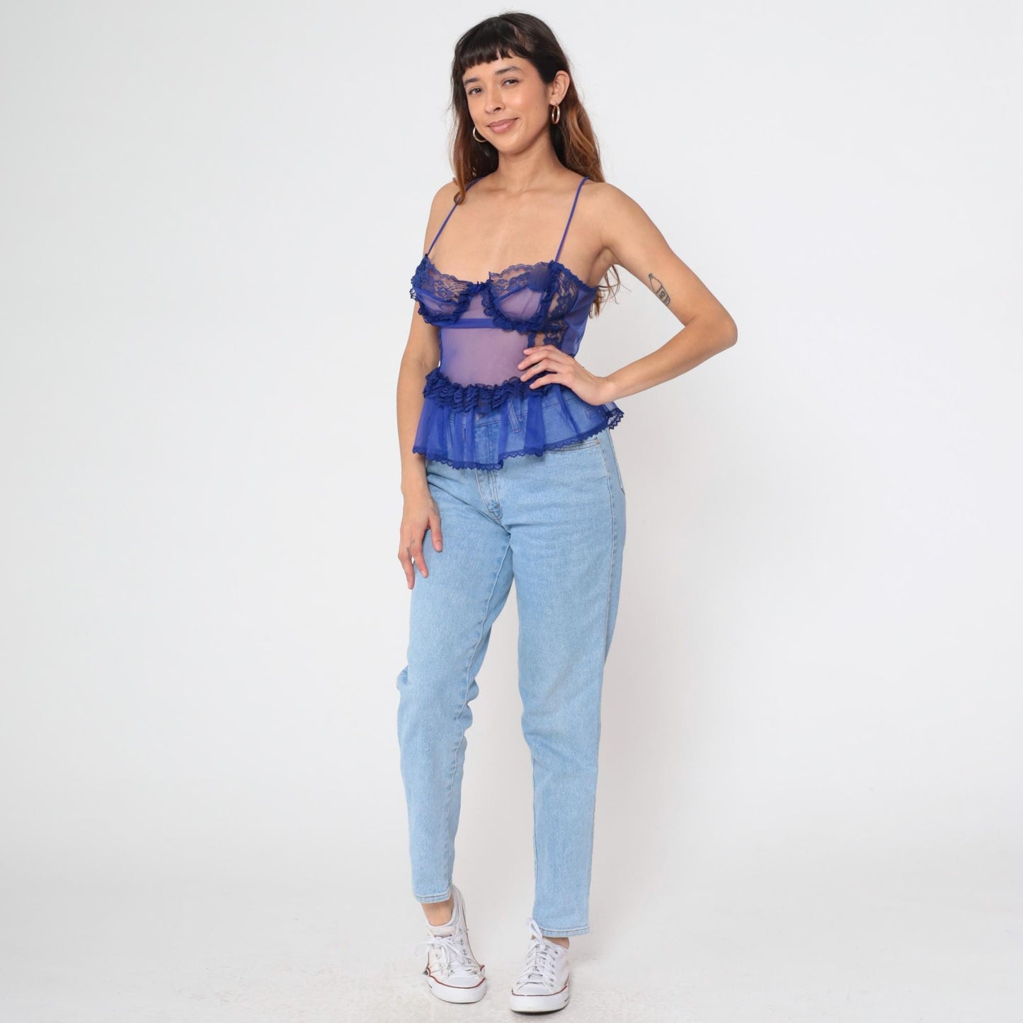 80s Fredericks of Hollywood Purple Lace Camisole Underwire Bustier Medium