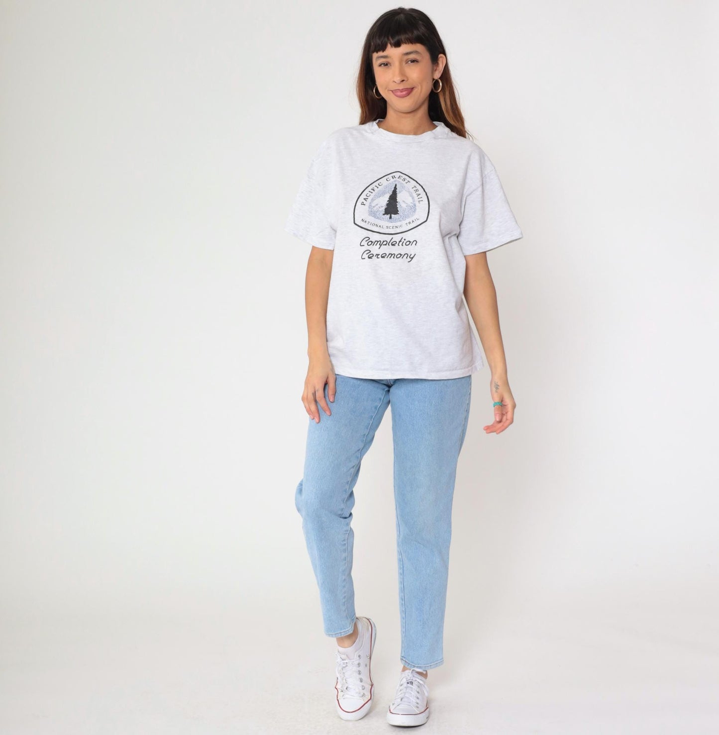 90s Pacific Crest Trail National Trails Day 1993 Graphic T-Shirt Grey Cotton Large L