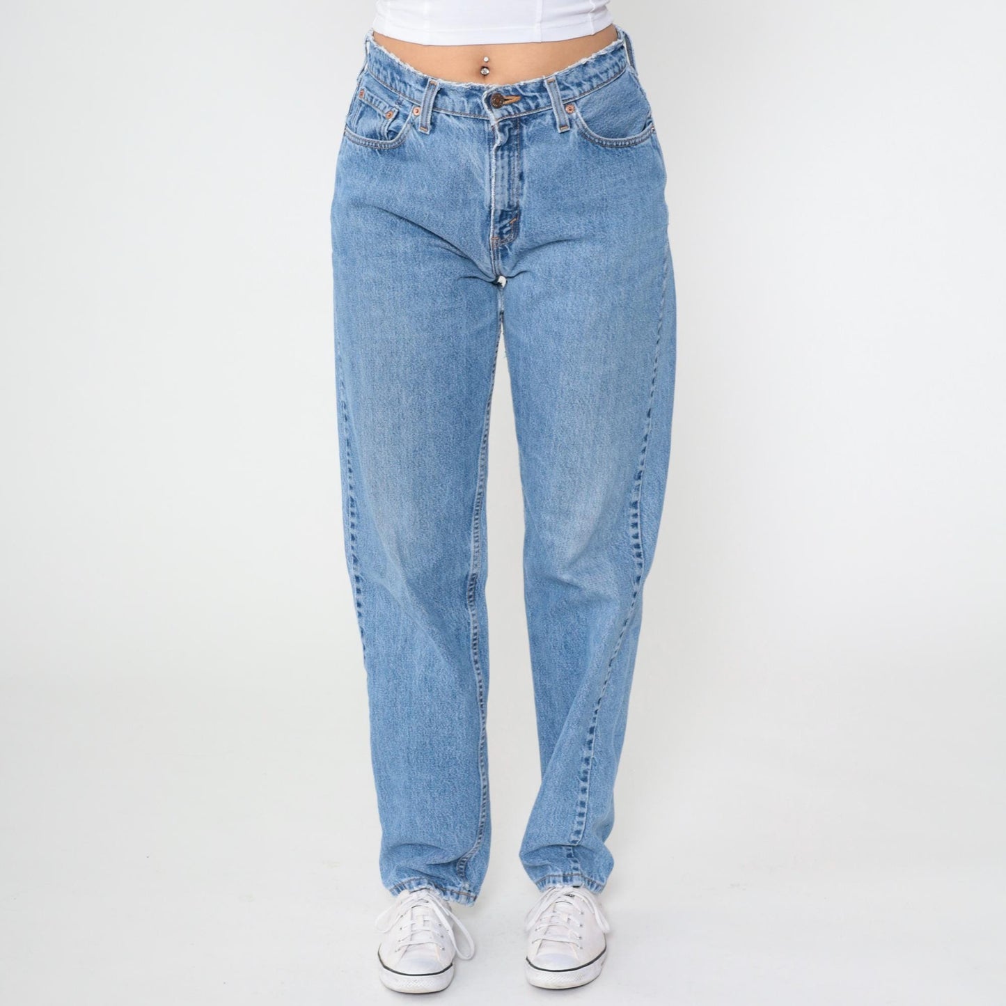 90s Levi's 560 High Waist Mom Jeans Blue Denim Tapered Leg Size 11