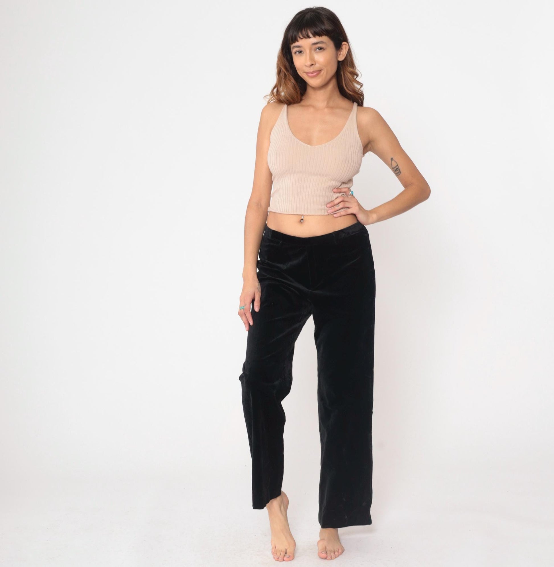 Y2K GAP Black Velvet Straight Leg Pants Low Rise Medium