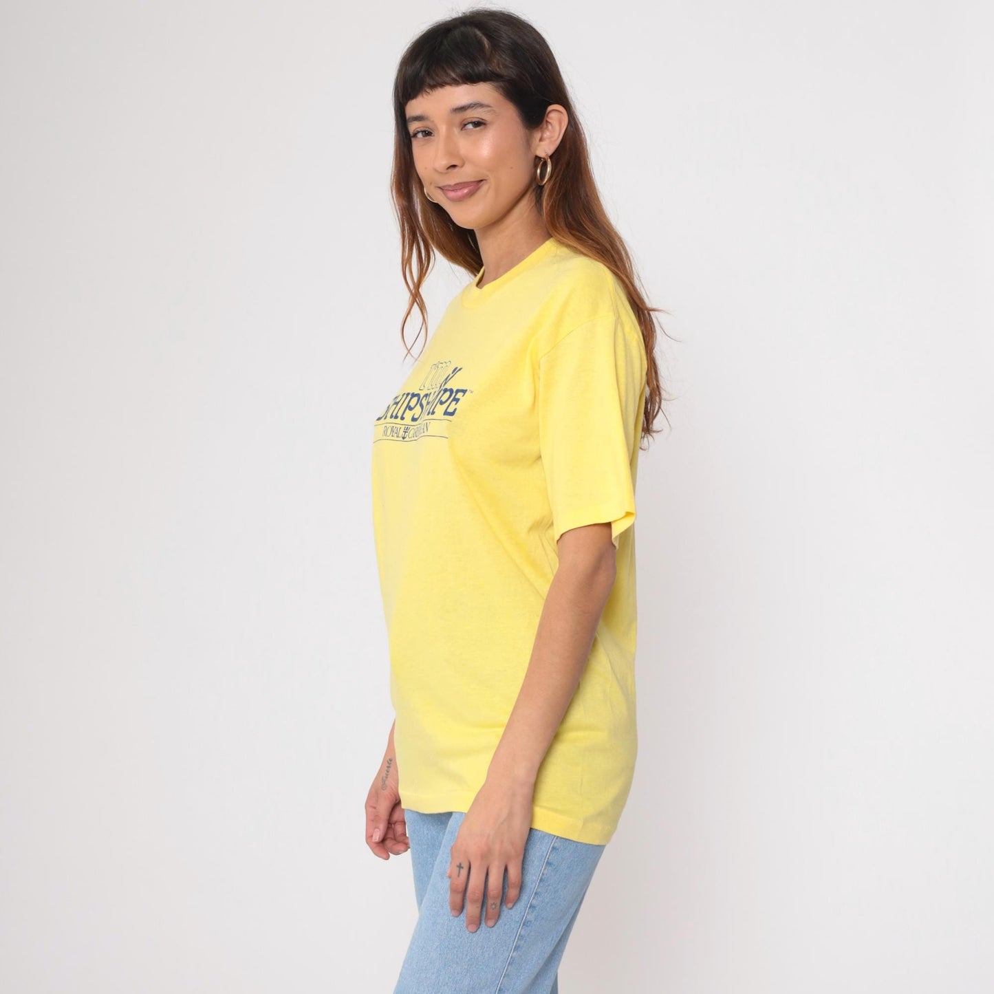 80s Royal Caribbean Cruises Graphic T-Shirt Yellow Single Stitch Small