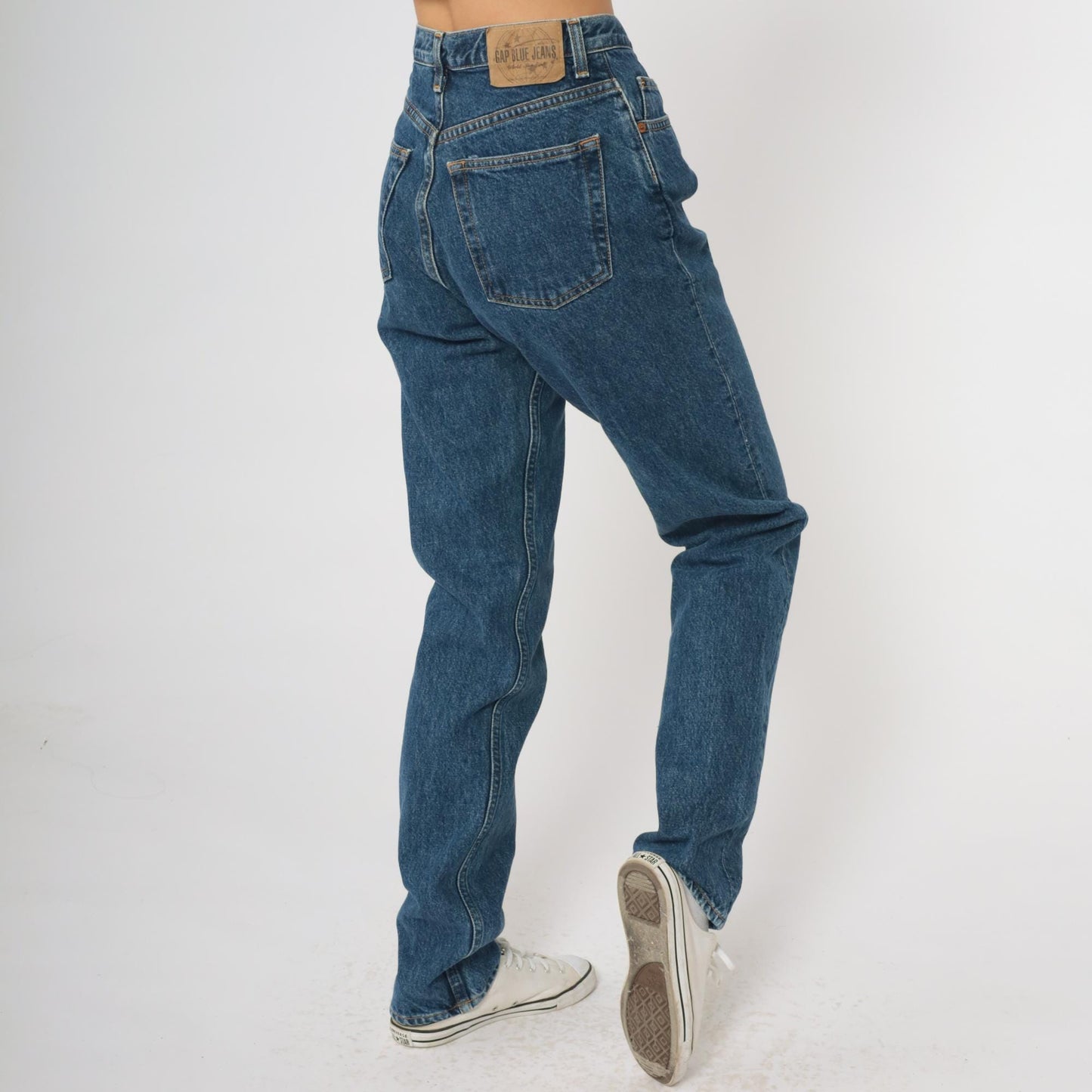 90s GAP High Waisted Mom Jeans Medium Blue Straight Leg Denim Size 6 Long
