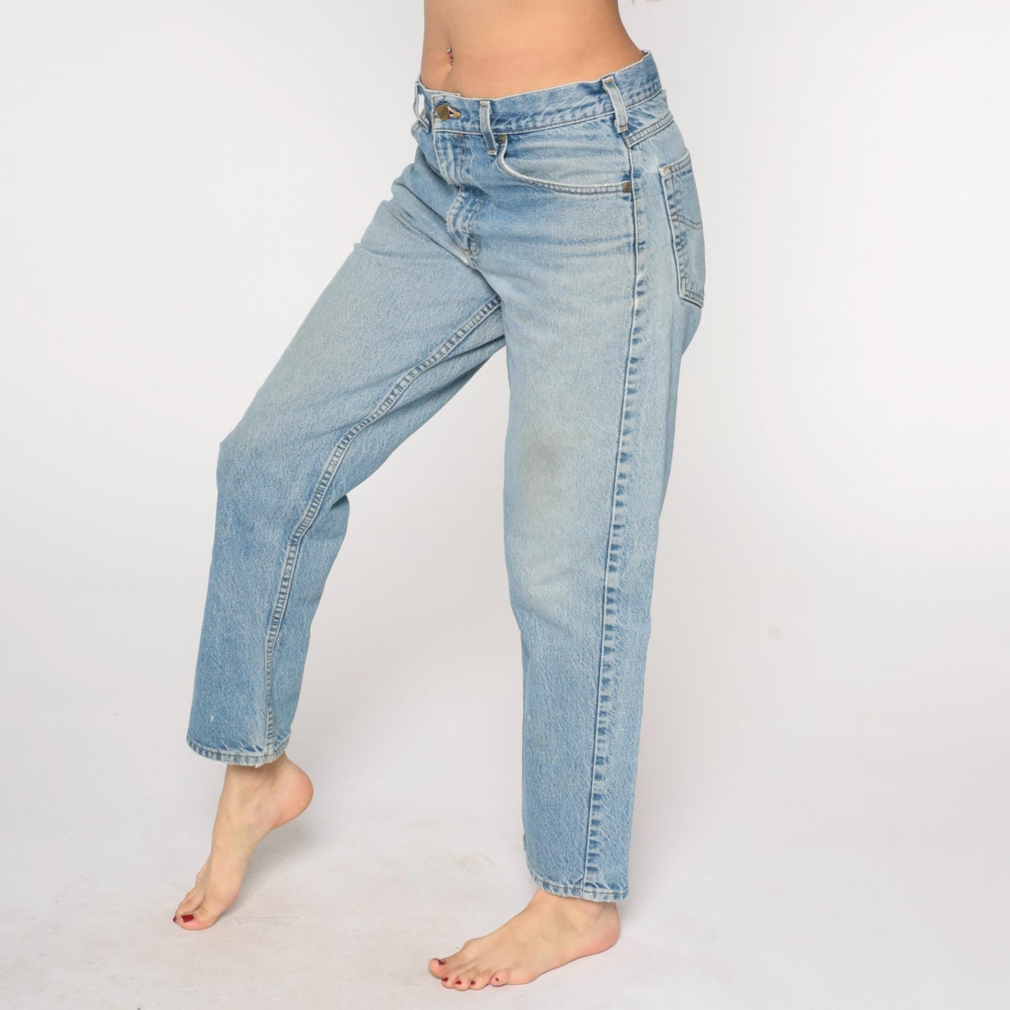 90s Carhartt Distressed Denim Jeans High Rise Straight Leg Blue 33x30