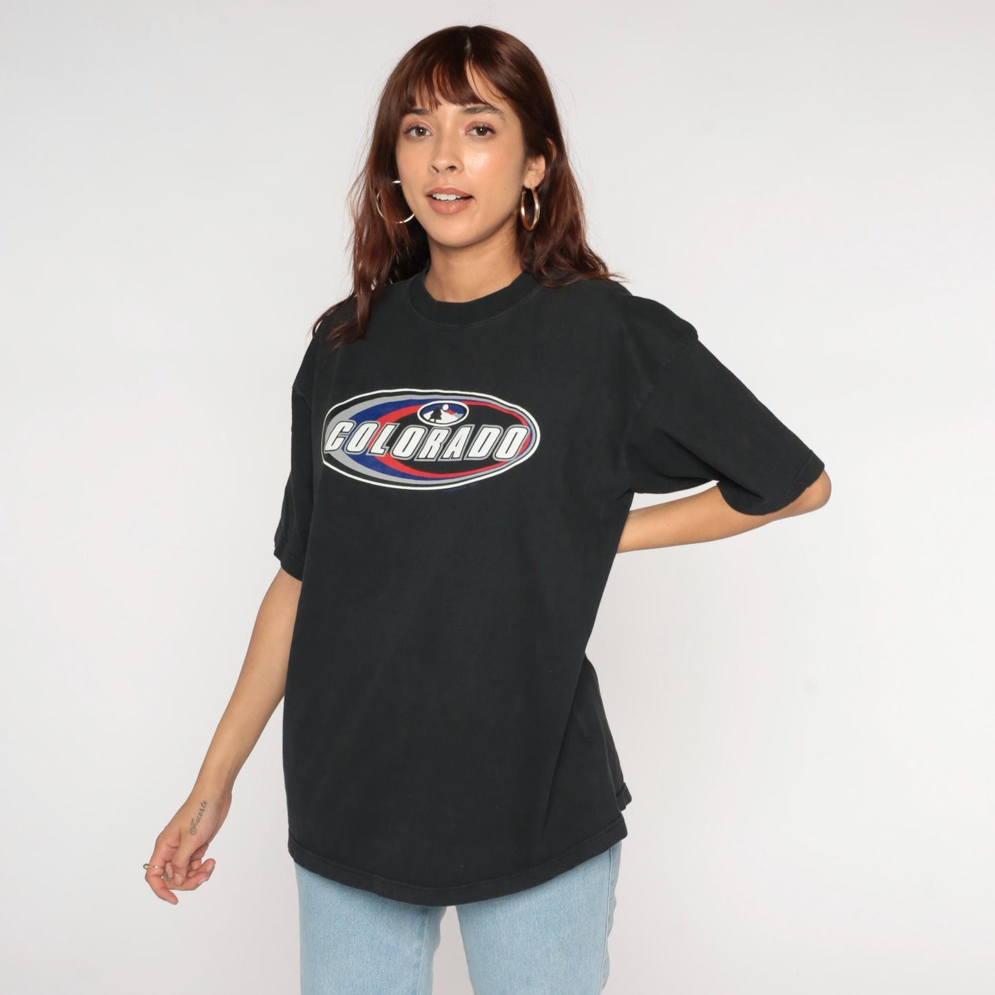 90s Colorado Mountain Graphic T-Shirt Black Cotton Crewneck Extra Large