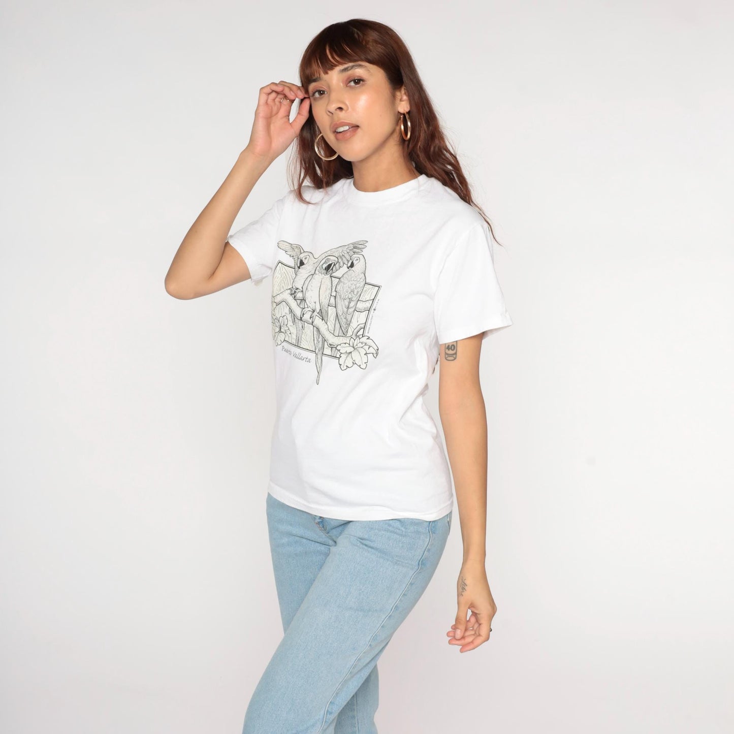 00s Del Sol Parrot Puerto Vallarta UV Color-Changing T-Shirt White Small