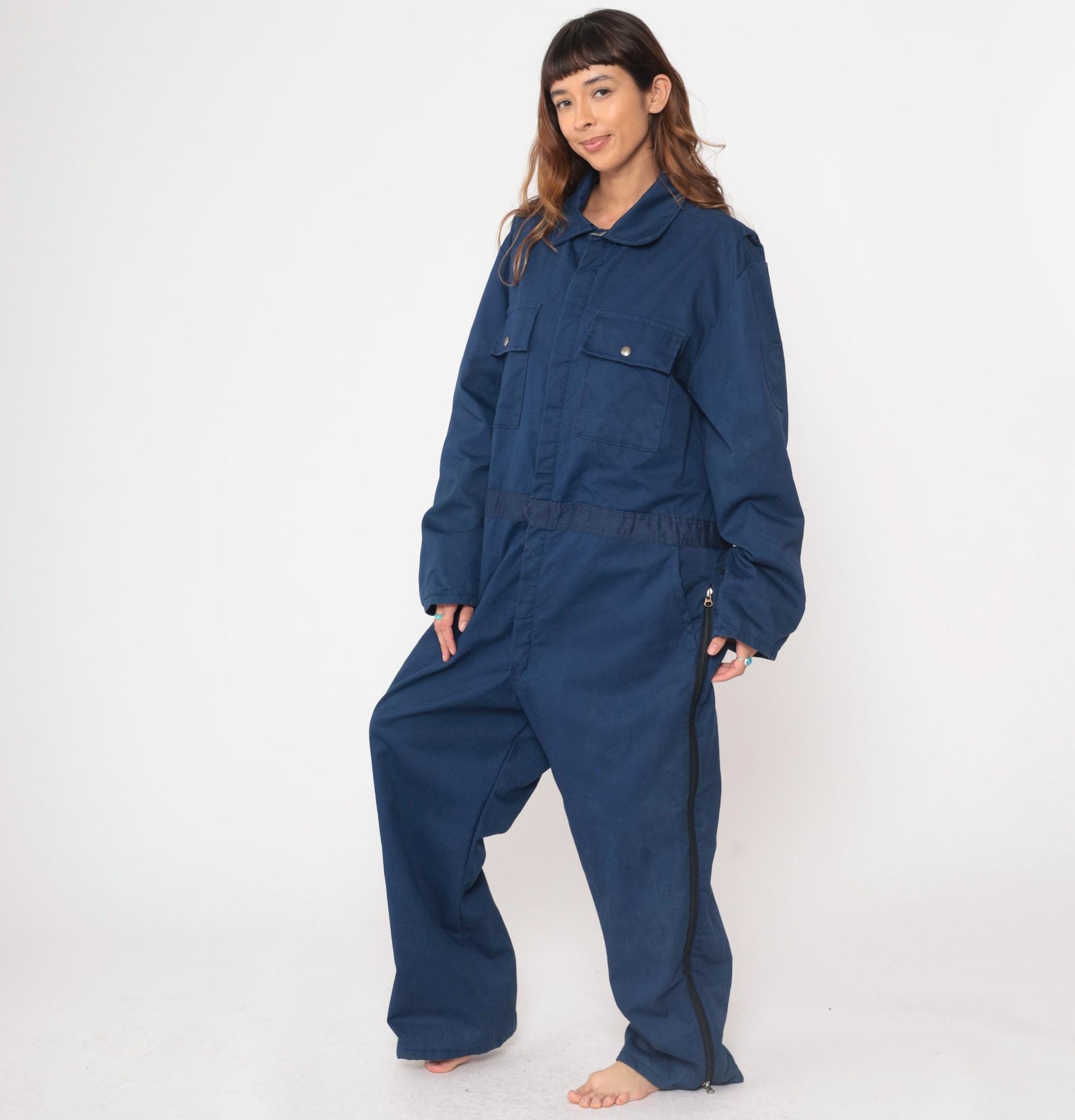 80s Walls Blizzard Pruf Navy Coveralls Insulated Workwear Jumpsuit Large L