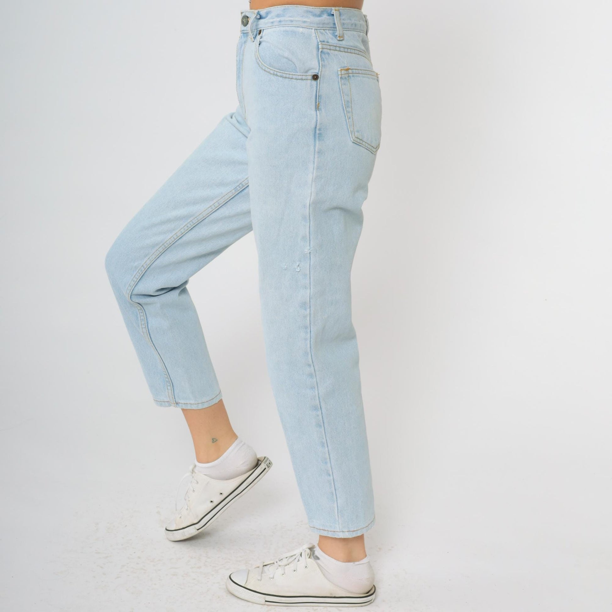 90s Calvin Klein High Waist Tapered Jeans Blue Denim Size 14