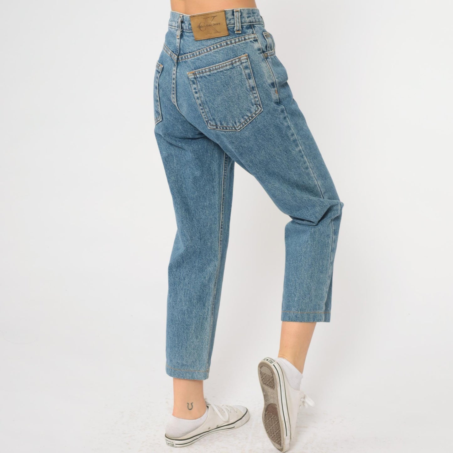 00s Calvin Klein High Waist Mom Jeans Blue Denim Tapered Small 28