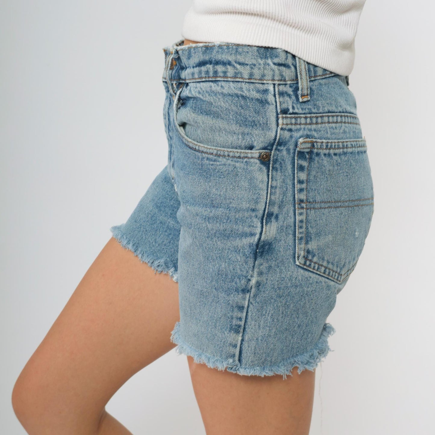 90s GAP Denim Shorts High Waisted Distressed Light Blue Cotton Small