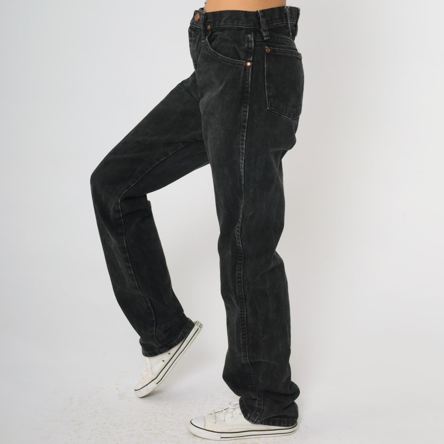 90s Wrangler Black Denim Jeans High Rise Straight Leg Cotton Medium M