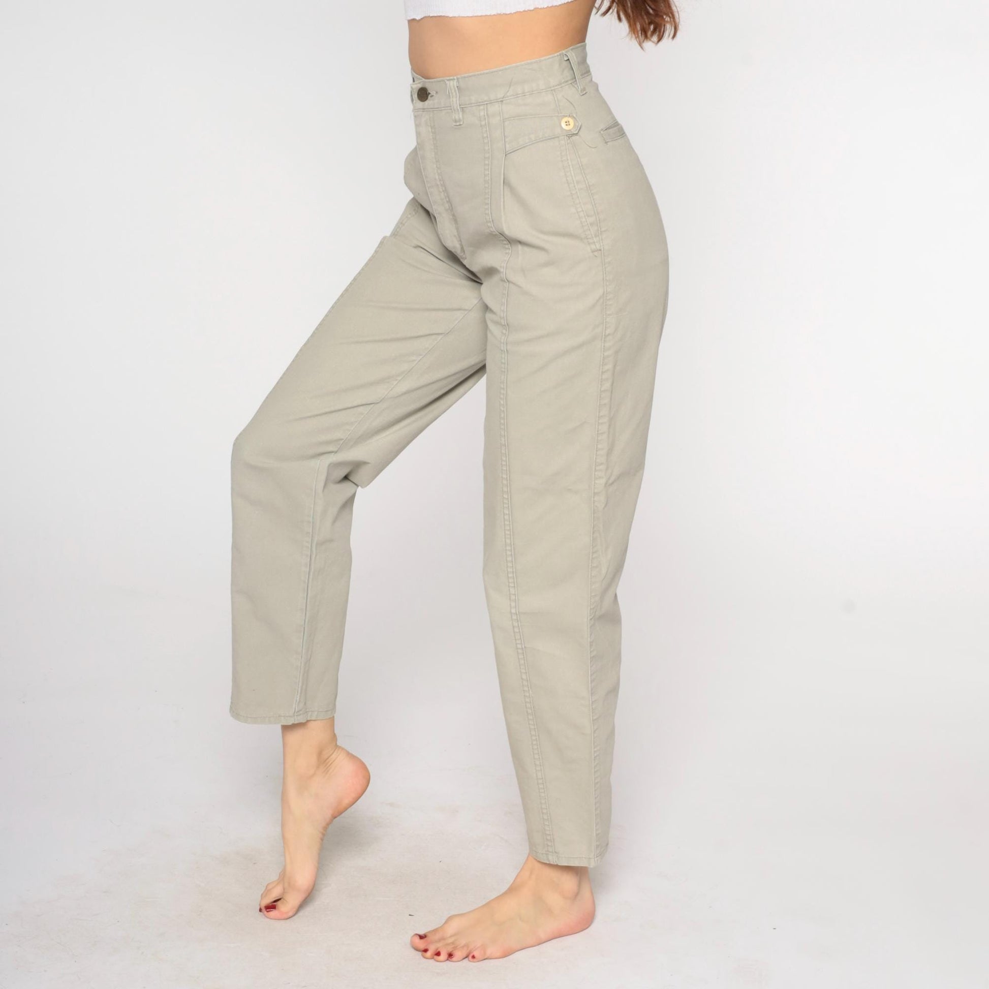 80s Rollingstone Western Jeans Sage Green High Waist Straight Leg 28