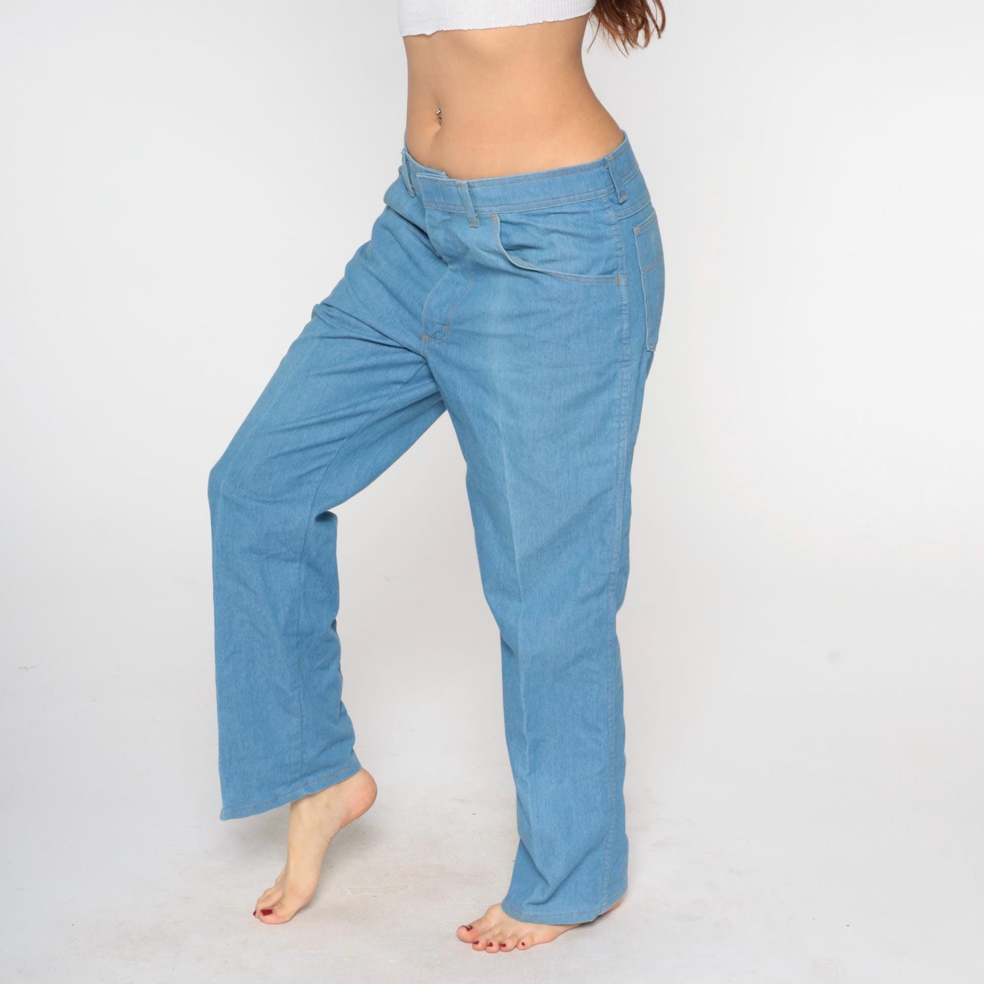 90s Wrangler Straight Leg Jeans Light Blue Denim High Waist 36x30