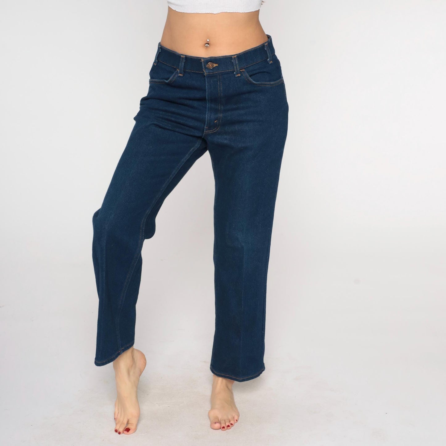 90s Levi's Cropped Flare Jeans Dark Wash High Rise Denim 34 x 29