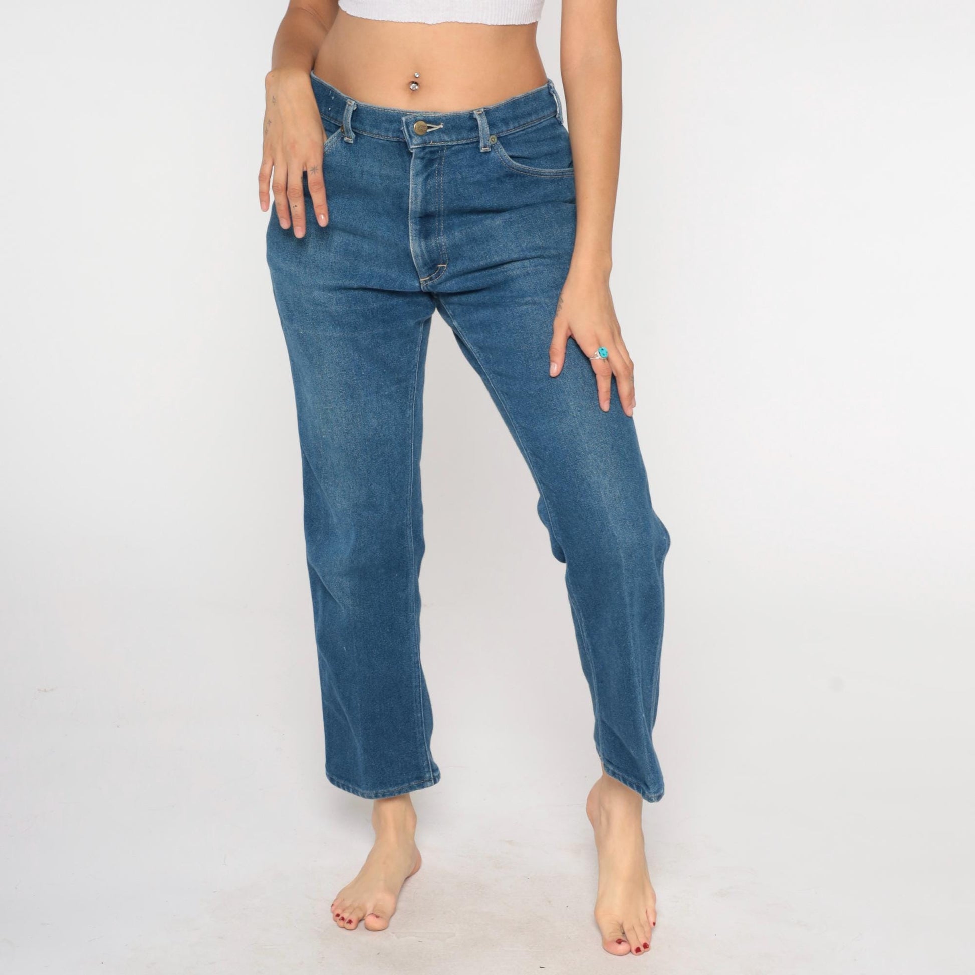 80s Lee Jeans High Waisted Straight Leg Blue Denim 34x30