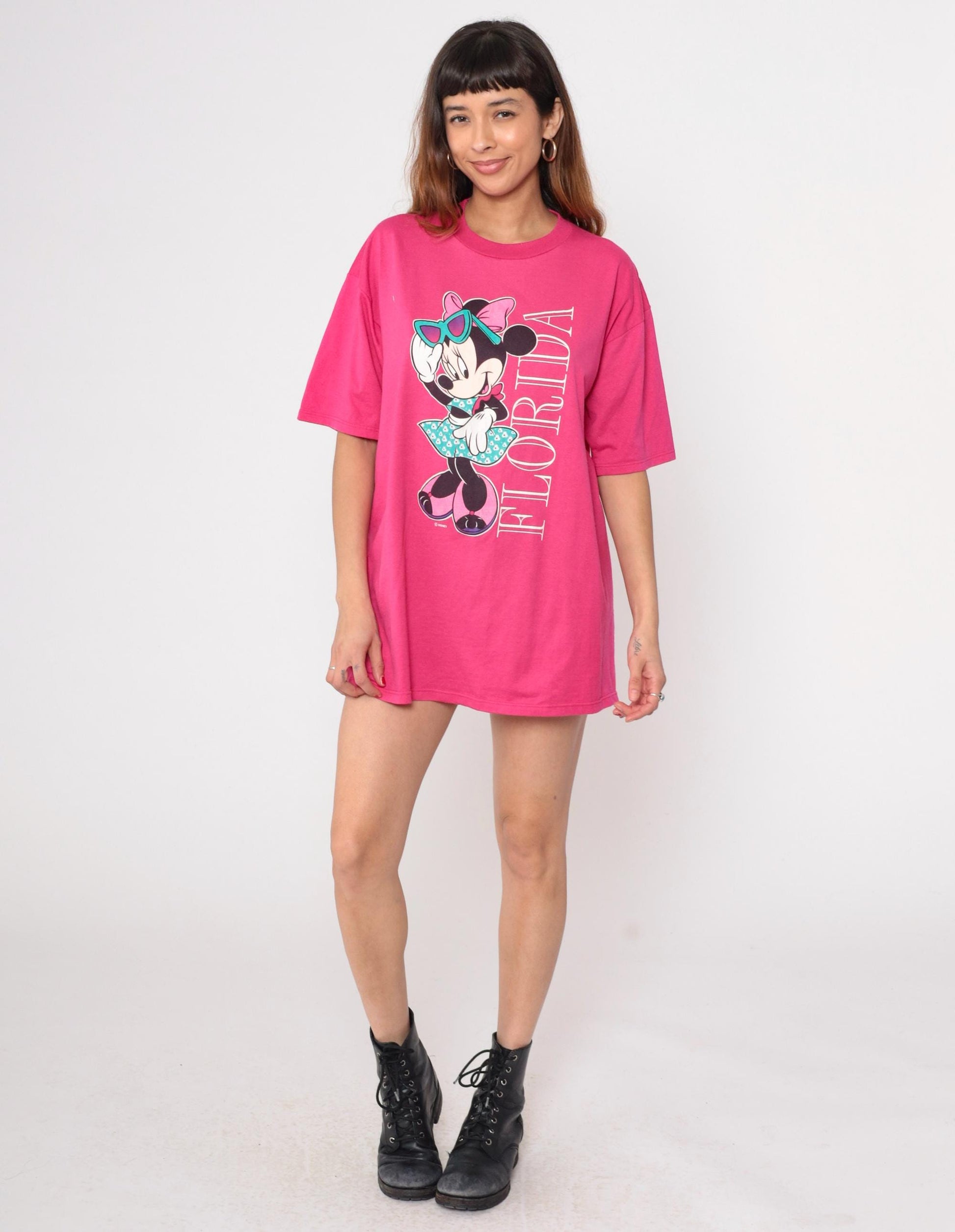 90s Minnie Mouse Florida Graphic T-Shirt Pink Cotton Extra Large