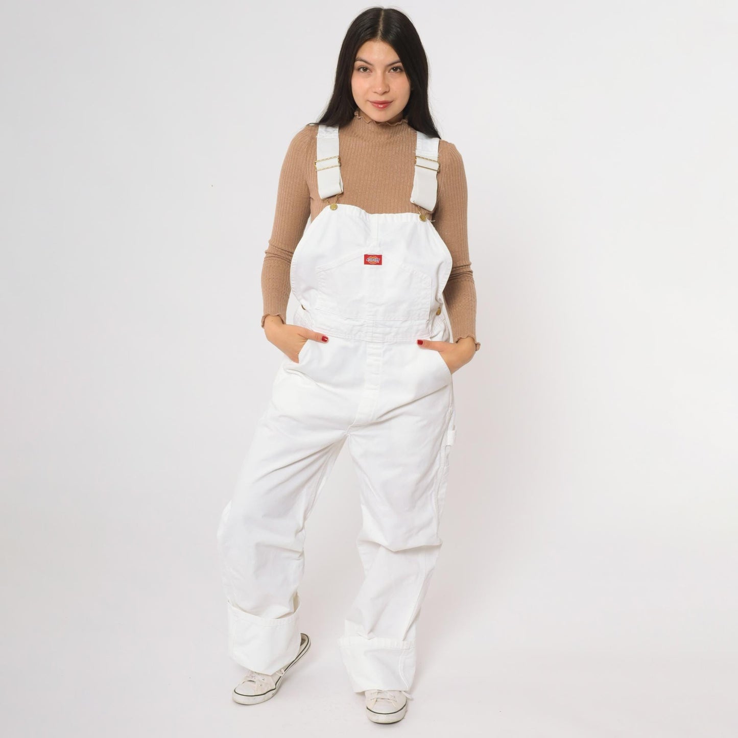 Y2K White Dickies Carpenter Overalls Baggy Utility Jumpsuit Small S