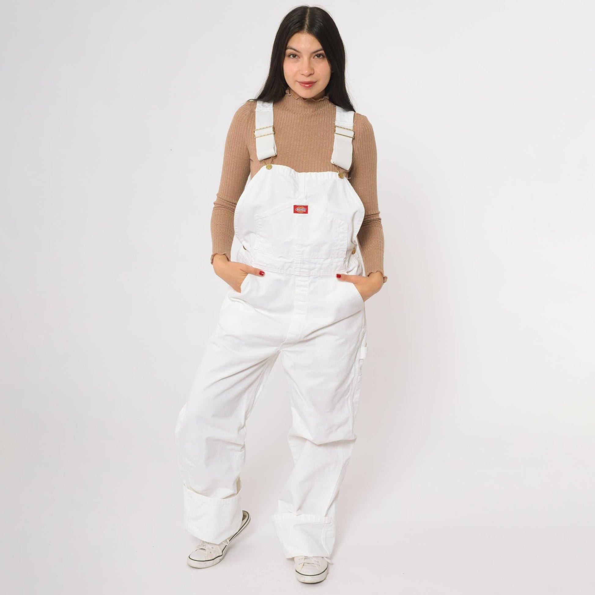 Y2K White Dickies Carpenter Overalls Baggy Utility Jumpsuit Small S