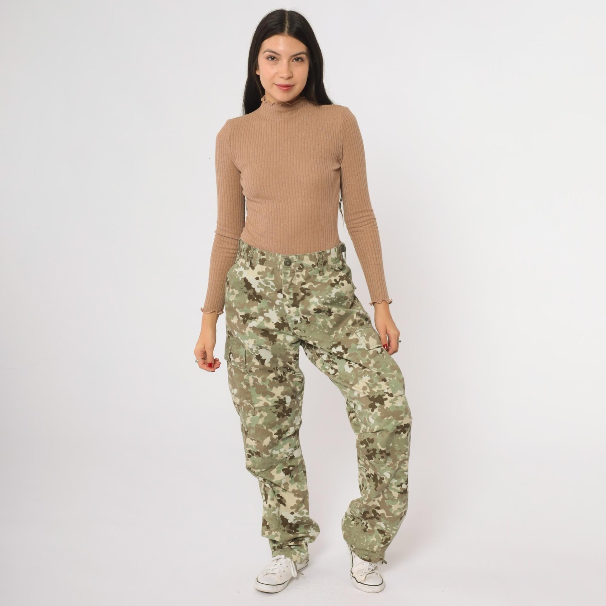90s Rothco BDU Camouflage Cargo Pants Olive Multi-Pocket Small S