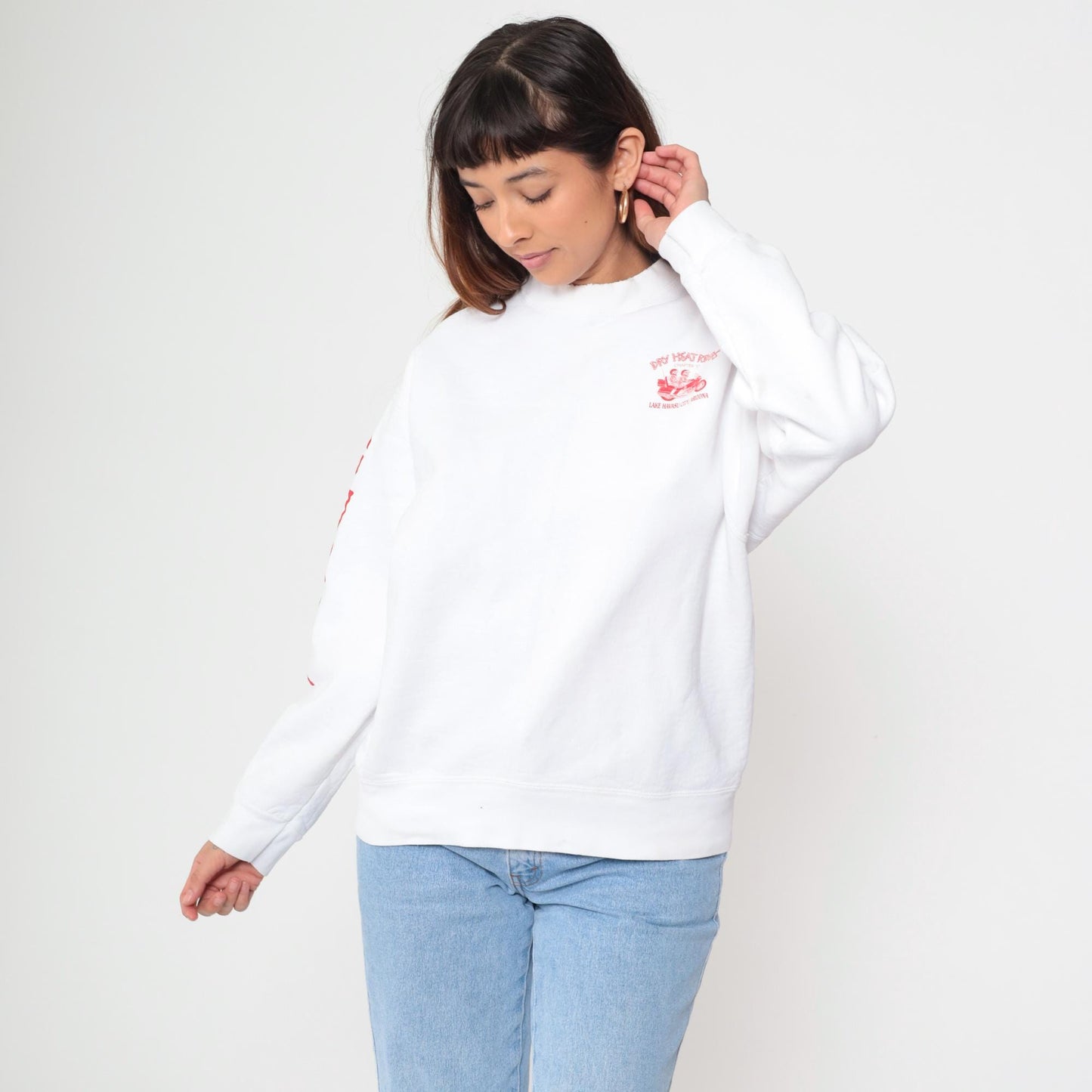90s Arizona Dry Heat Riders Motorcycle Long Sleeve Graphic Tee White Large L