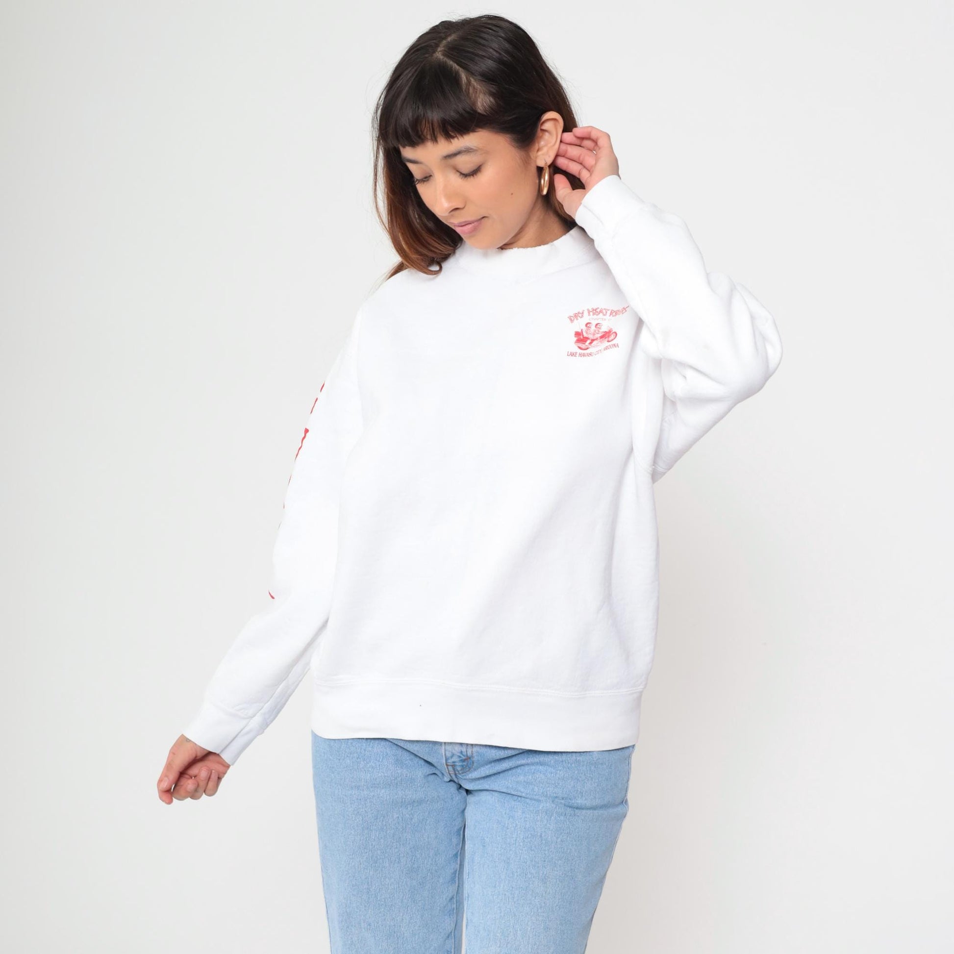 90s Arizona Dry Heat Riders Motorcycle Long Sleeve Graphic Tee White Large L
