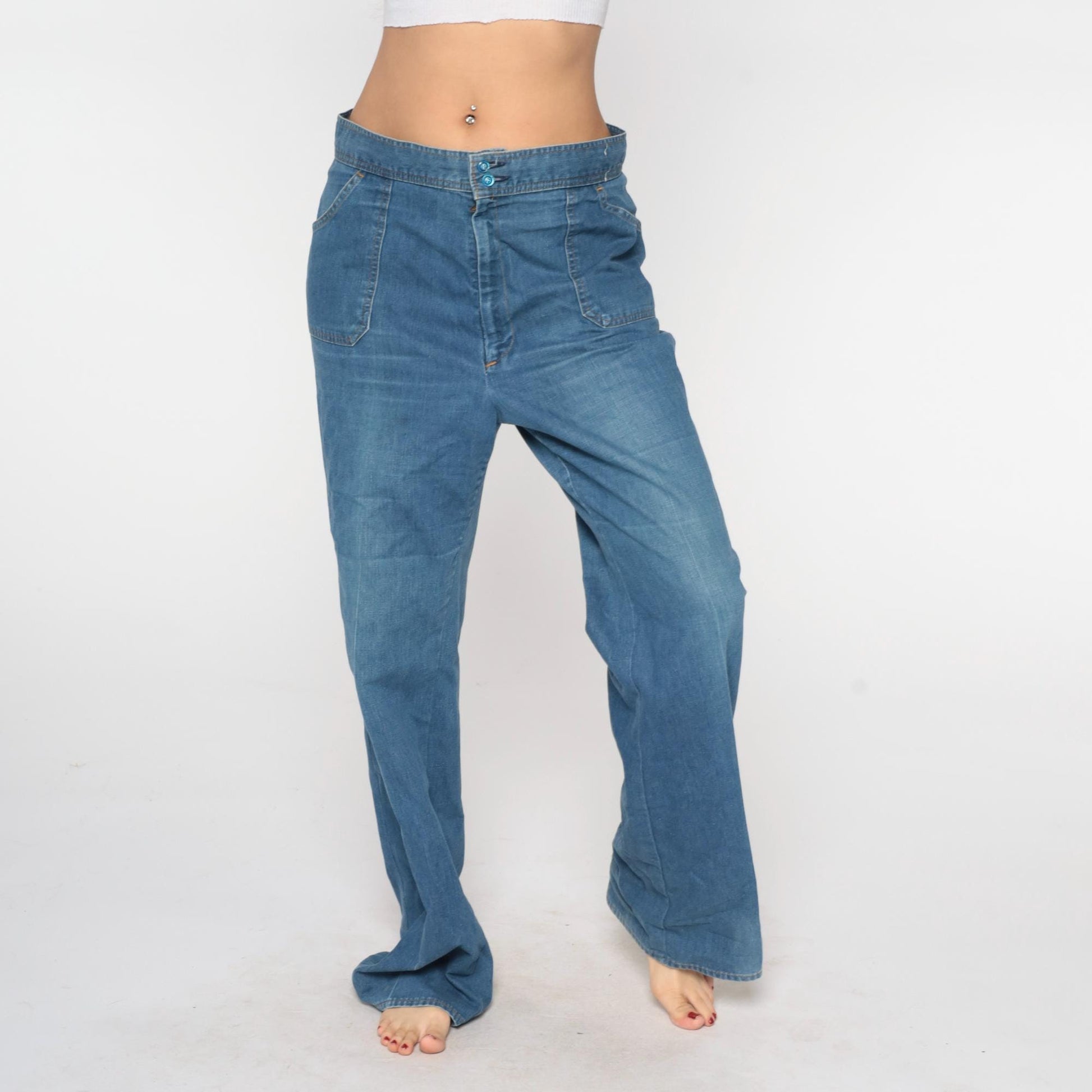 1970s Levi's Straight Leg Jeans High Waisted Blue Denim 32x33