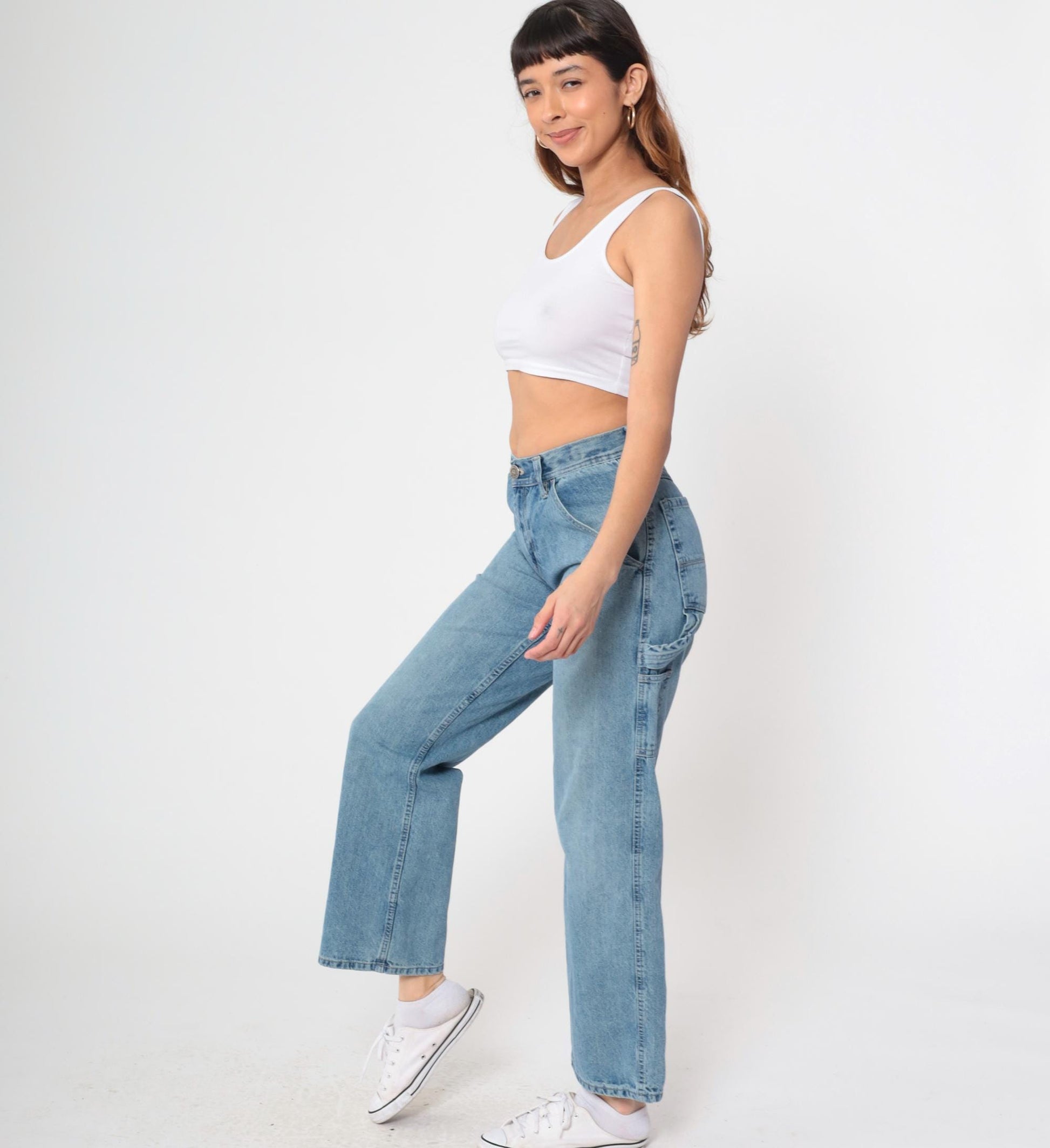 Y2K Arizona Jean Cargo Jeans Blue Denim Mid Rise Baggy Medium 30