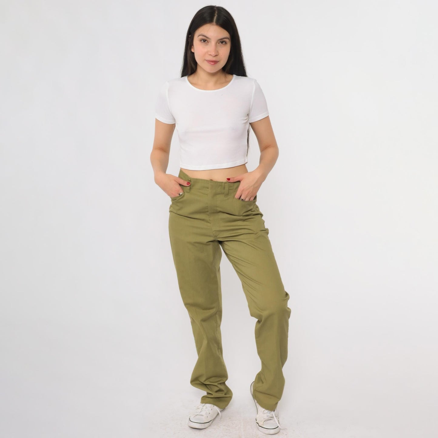 80s Boy Scouts of America Olive Green High-Waisted Straight Pants Medium