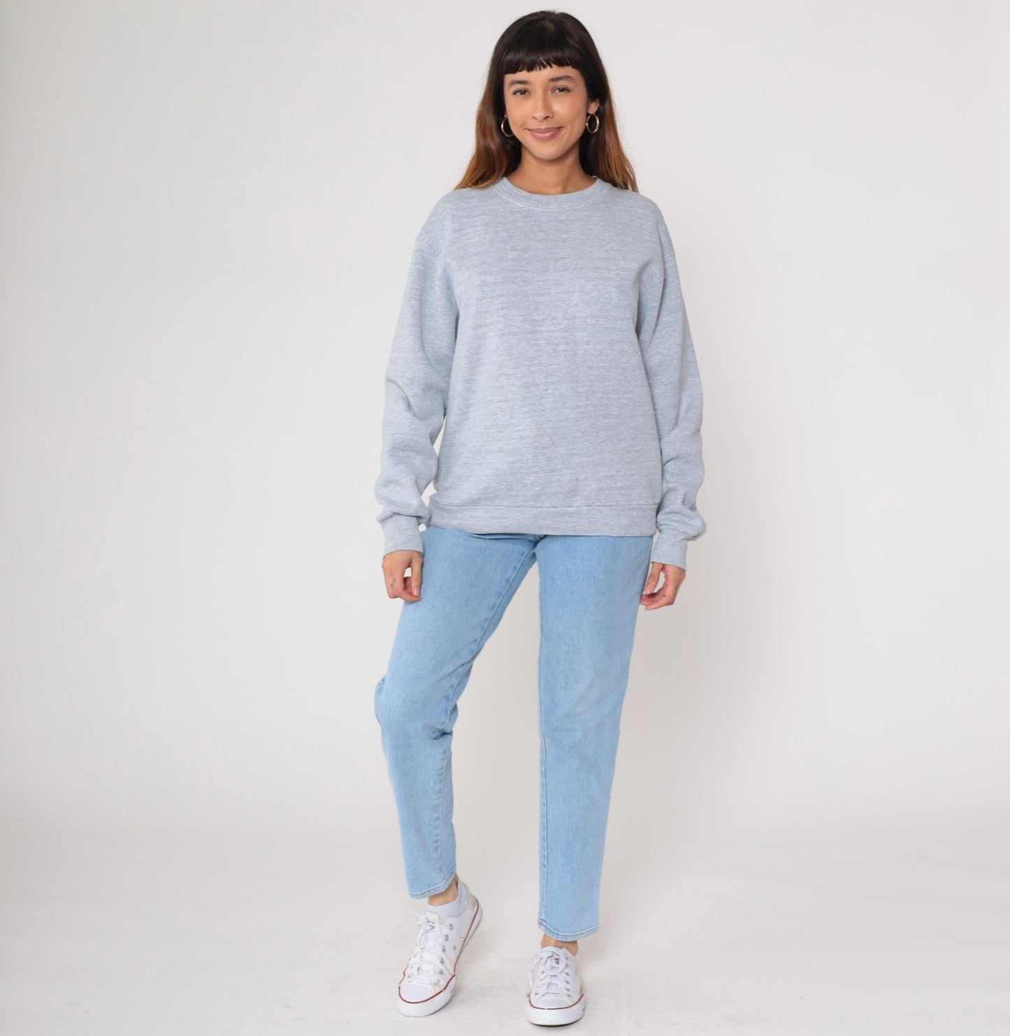 80s BVD Heather Grey Raglan Sweatshirt Crewneck Pullover Large L