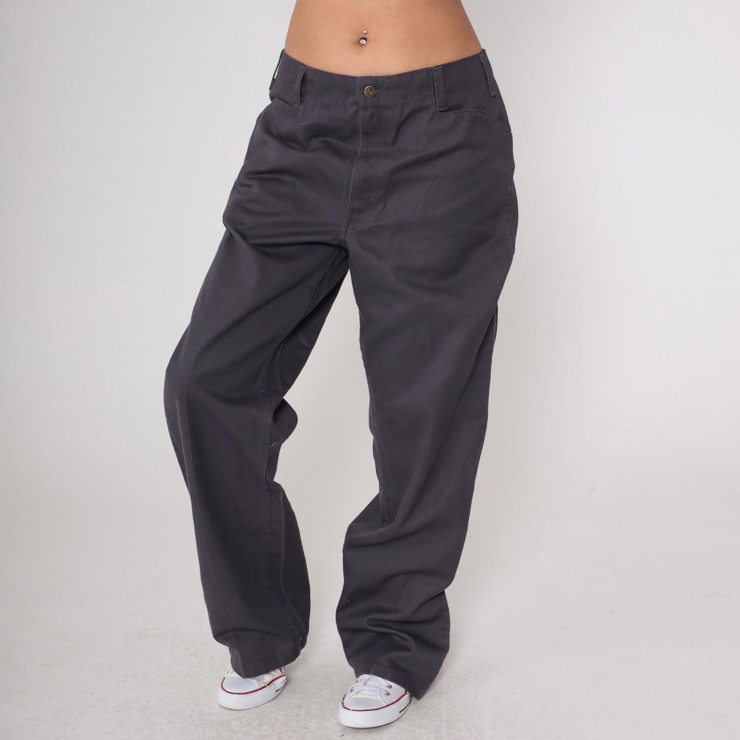 Ben Davis Y2K Charcoal Work Pants Gorilla Logo Straight Leg 36