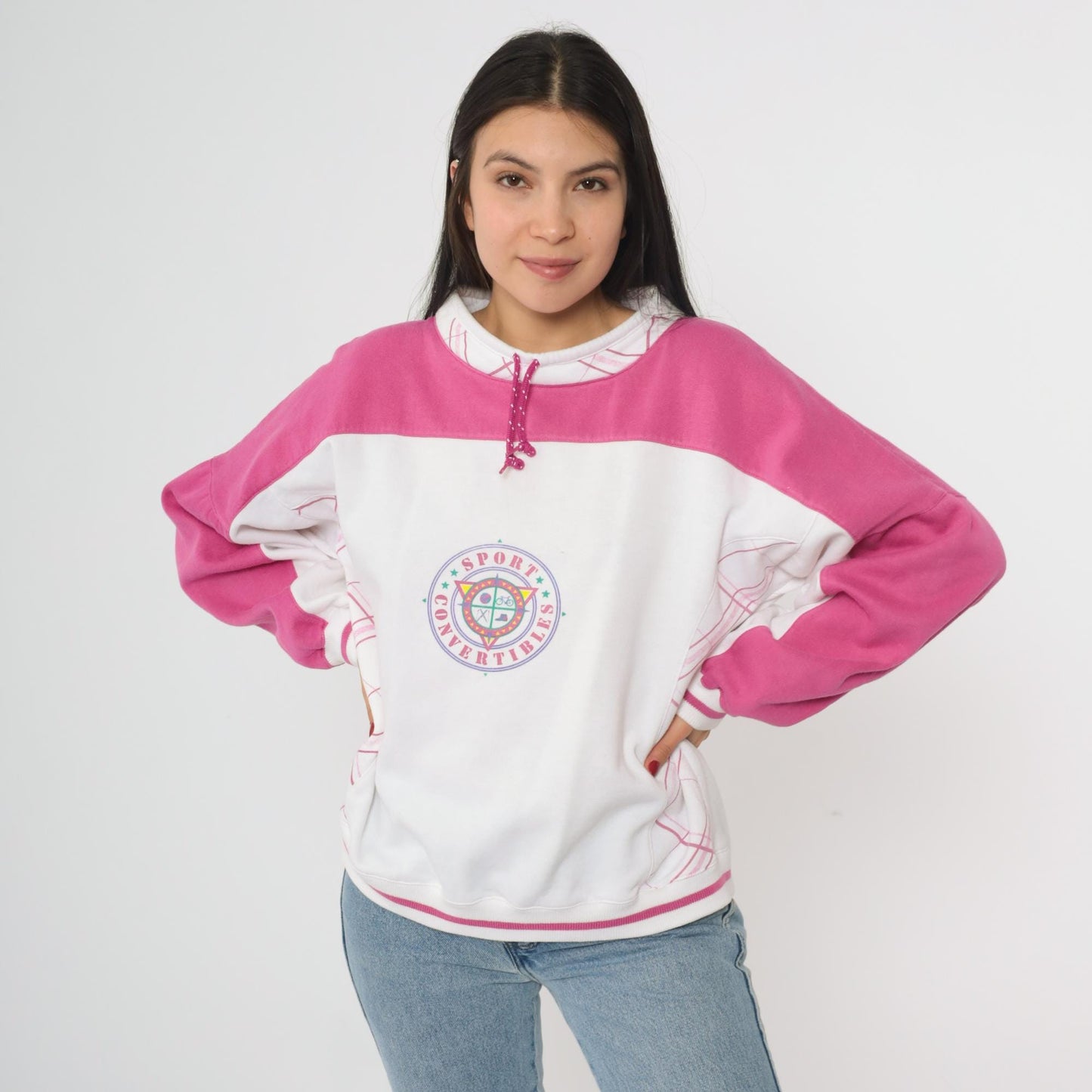 90s Wilson Sports Convertibles Colorblock Sweatshirt Pink White Raglan Large L