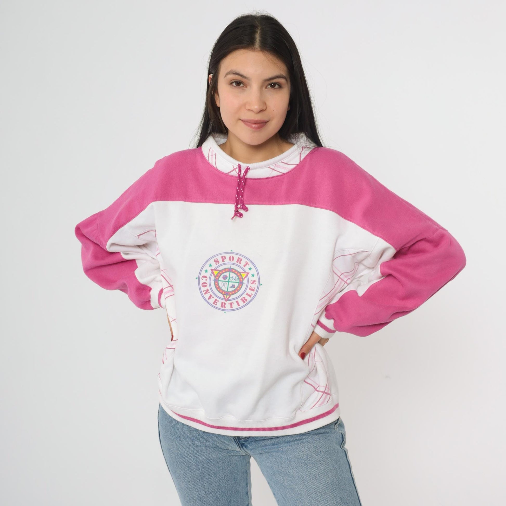 90s Wilson Sports Convertibles Colorblock Sweatshirt Pink White Raglan Large L