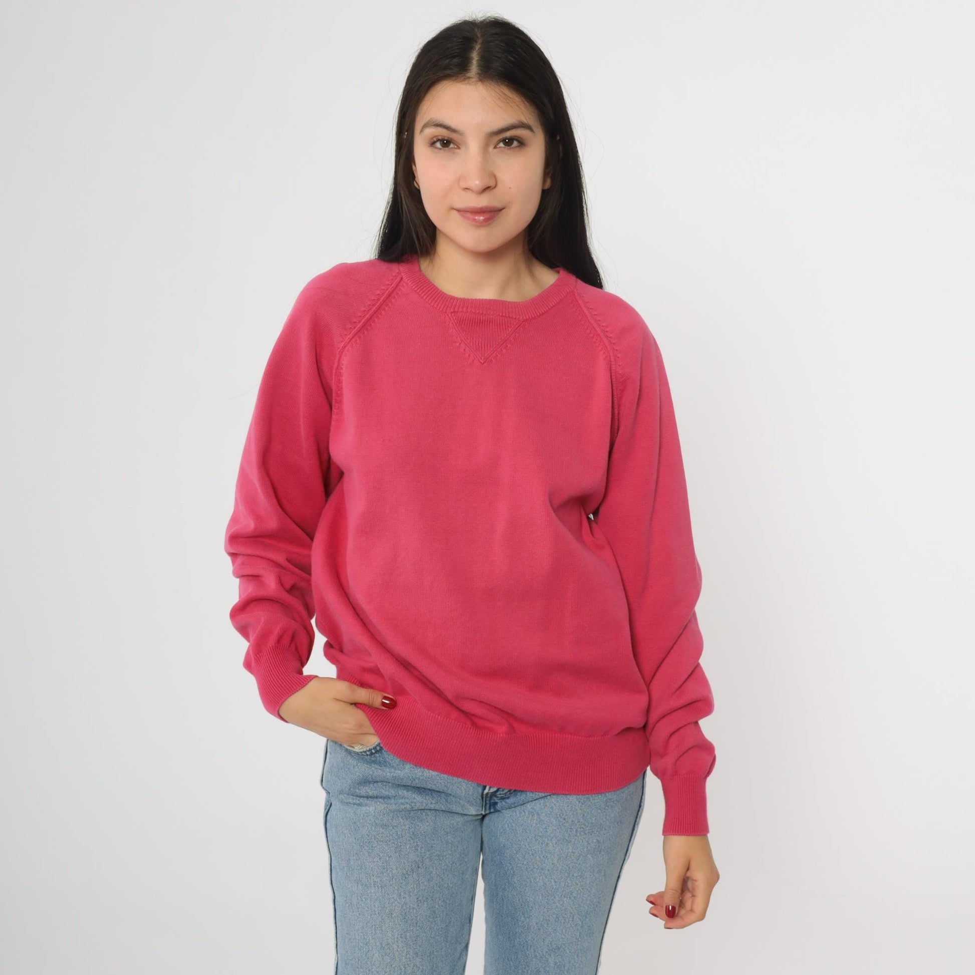 90s Pink Cotton Crewneck Sweatshirt Small S
