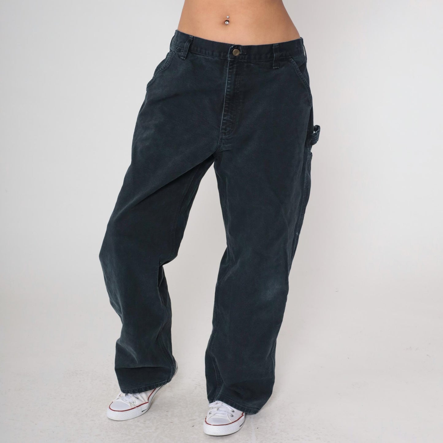 90s Carhartt Black Double Knee Work Pants 38x32 Denim Workwear Large